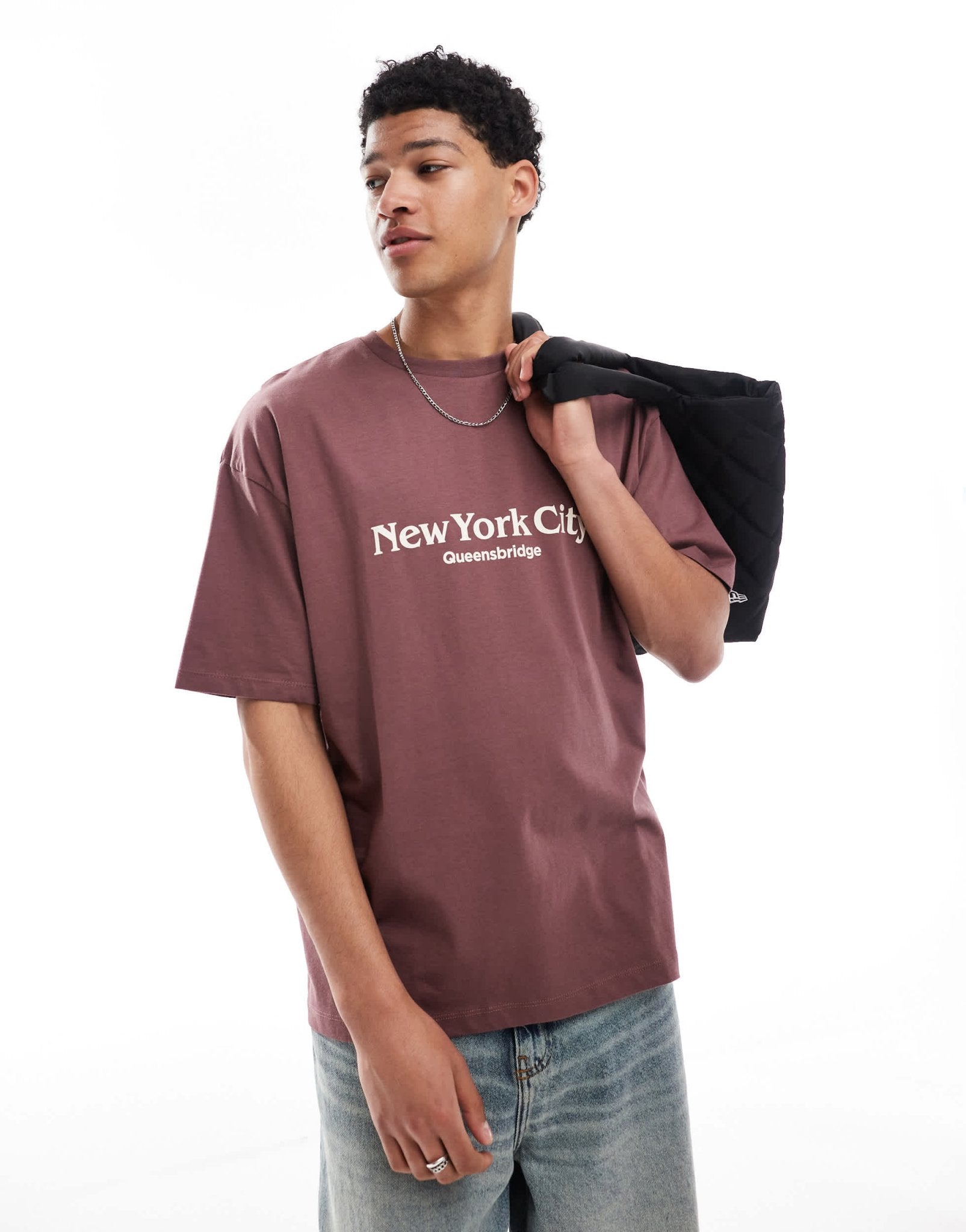 ASOS DESIGN oversized t-shirt with city graphic in brown - ASOS Sample Sale