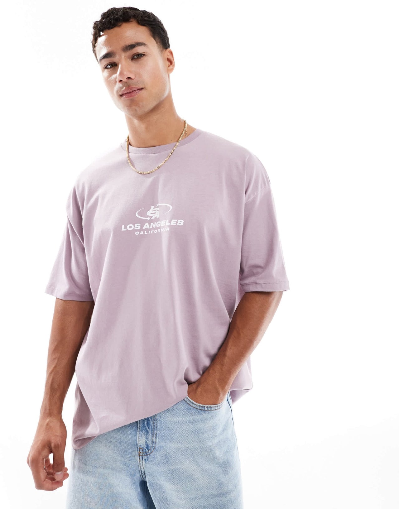 ASOS DESIGN oversized t-shirt with city graphic in lilac - ASOS Sample Sale