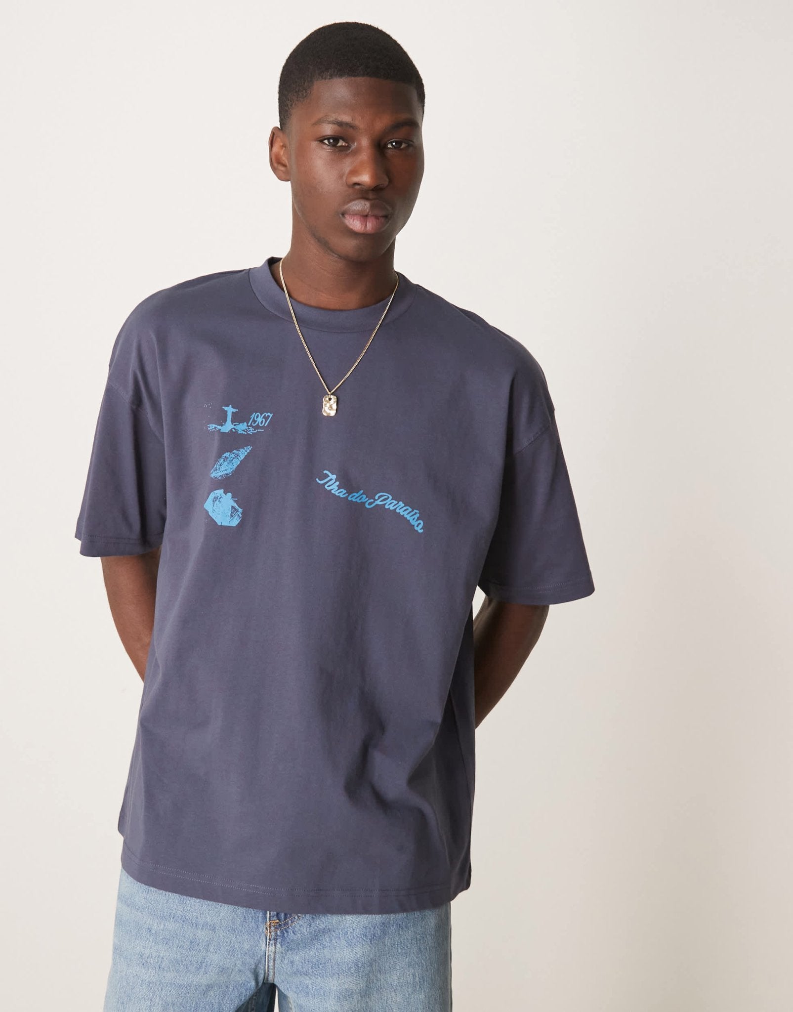 ASOS DESIGN oversized t-shirt with city graphic in navy - ASOS Sample Sale