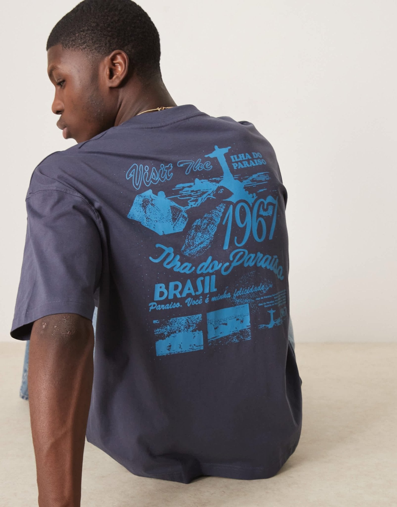 ASOS DESIGN oversized t-shirt with city graphic in navy - ASOS Sample Sale