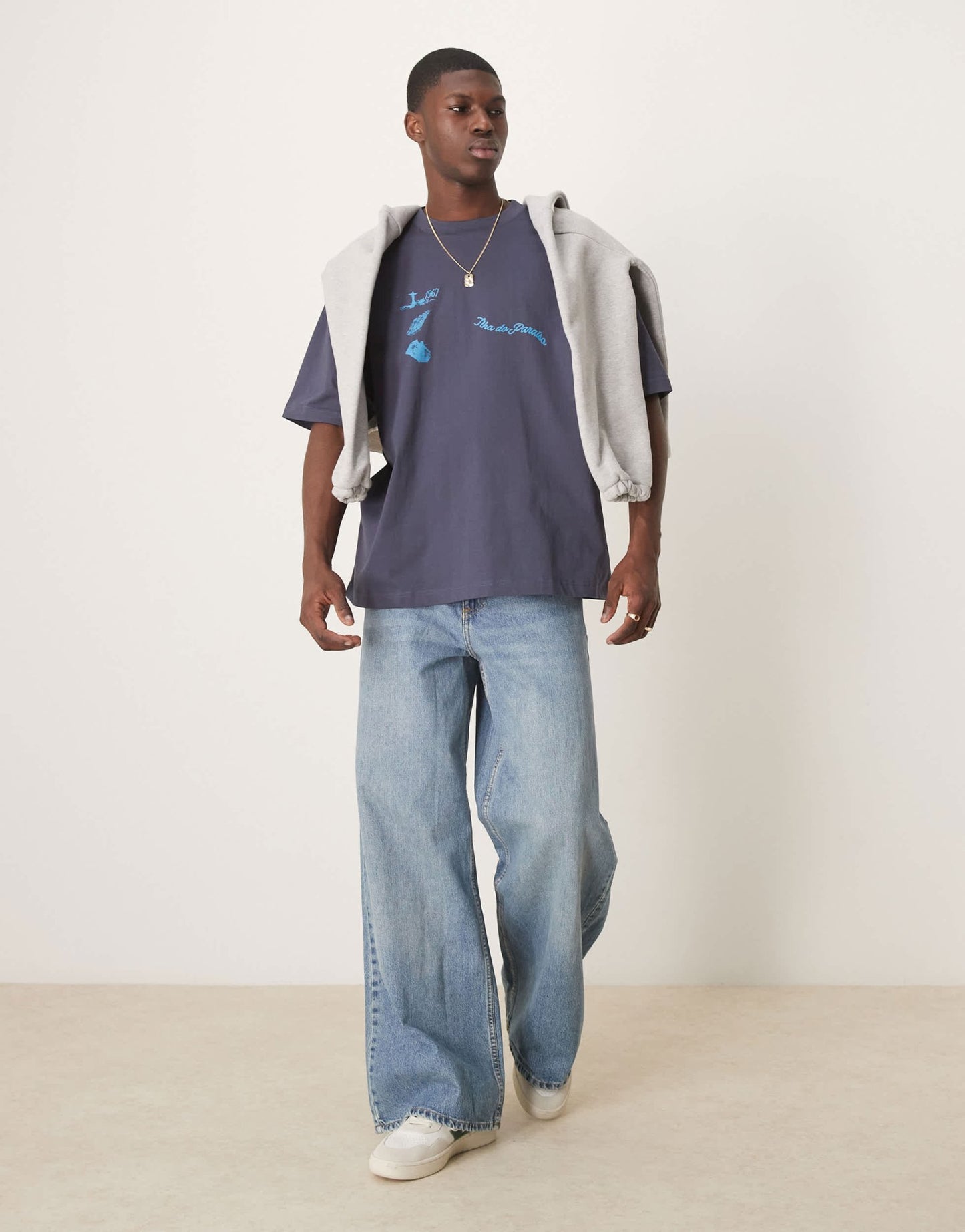 ASOS DESIGN oversized t-shirt with city graphic in navy - ASOS Sample Sale