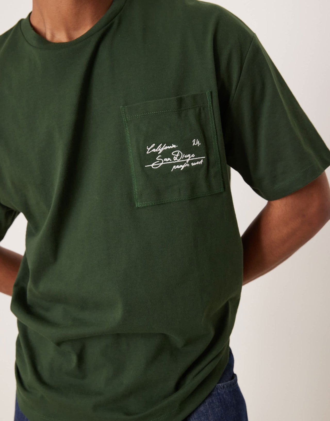ASOS DESIGN oversized t-shirt with city pocket embroidery in green - ASOS Sample Sale