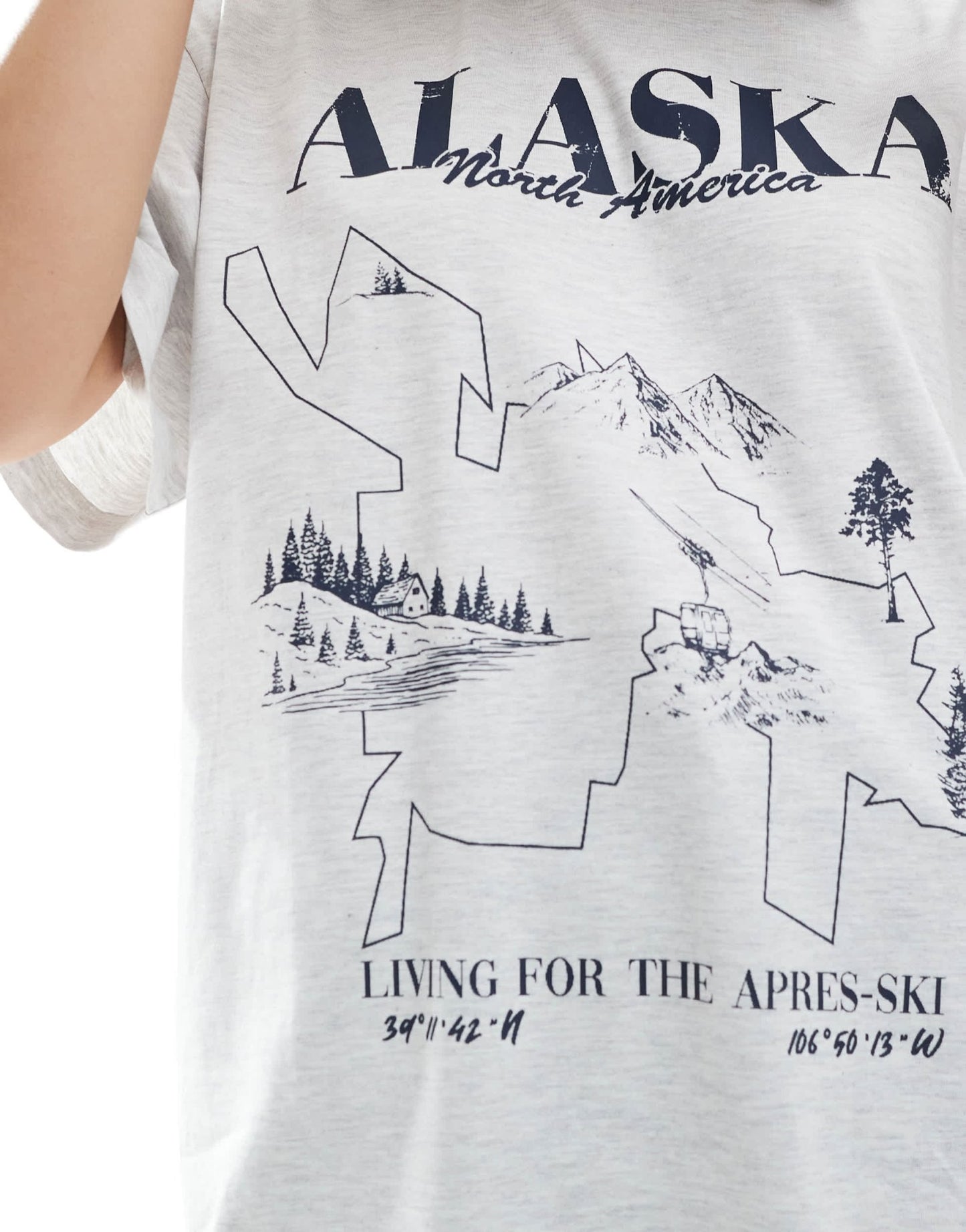 ASOS DESIGN oversized t-shirt with colorado ski graphic in ice marl - ASOS Sample Sale