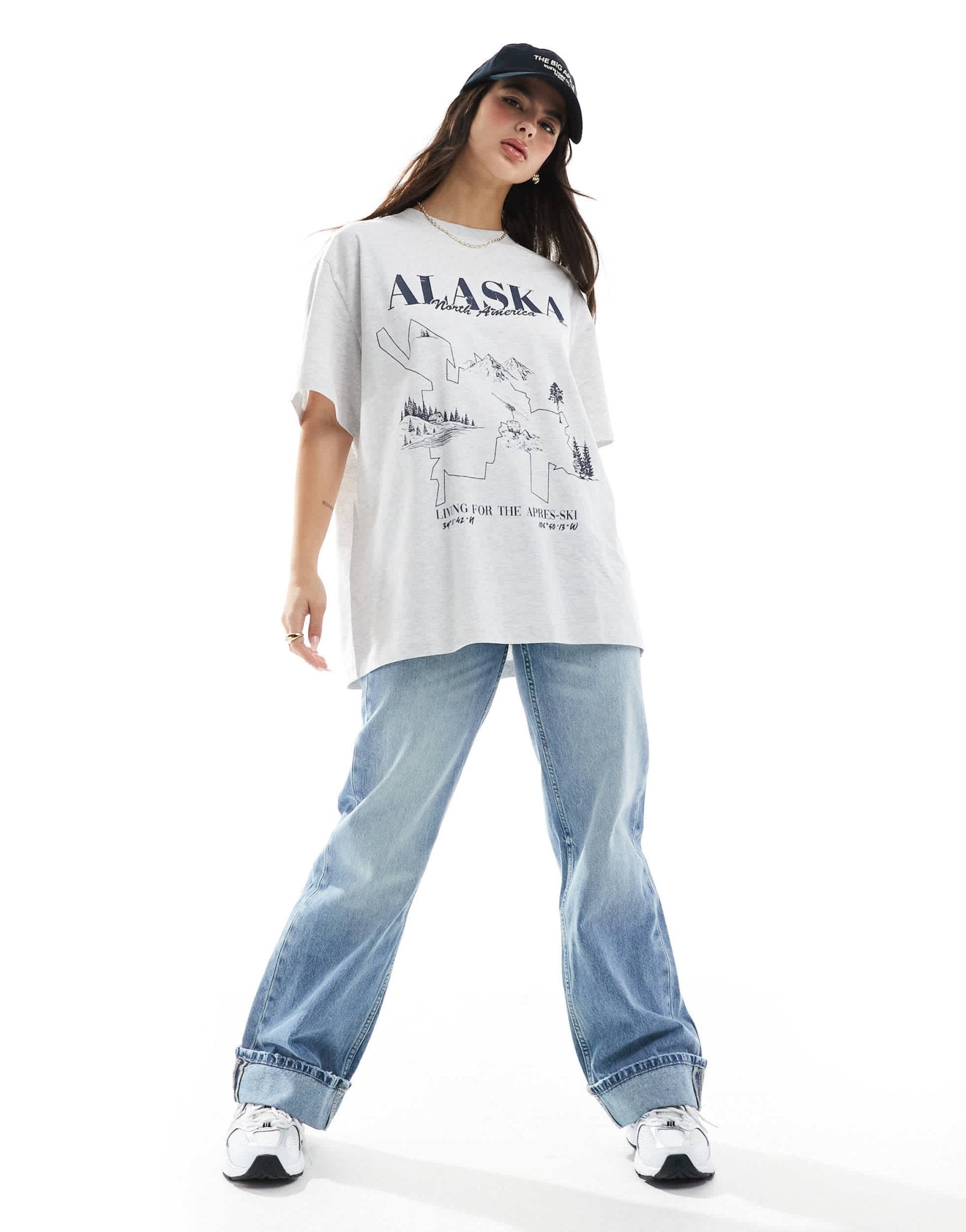ASOS DESIGN oversized t-shirt with colorado ski graphic in ice marl - ASOS Sample Sale