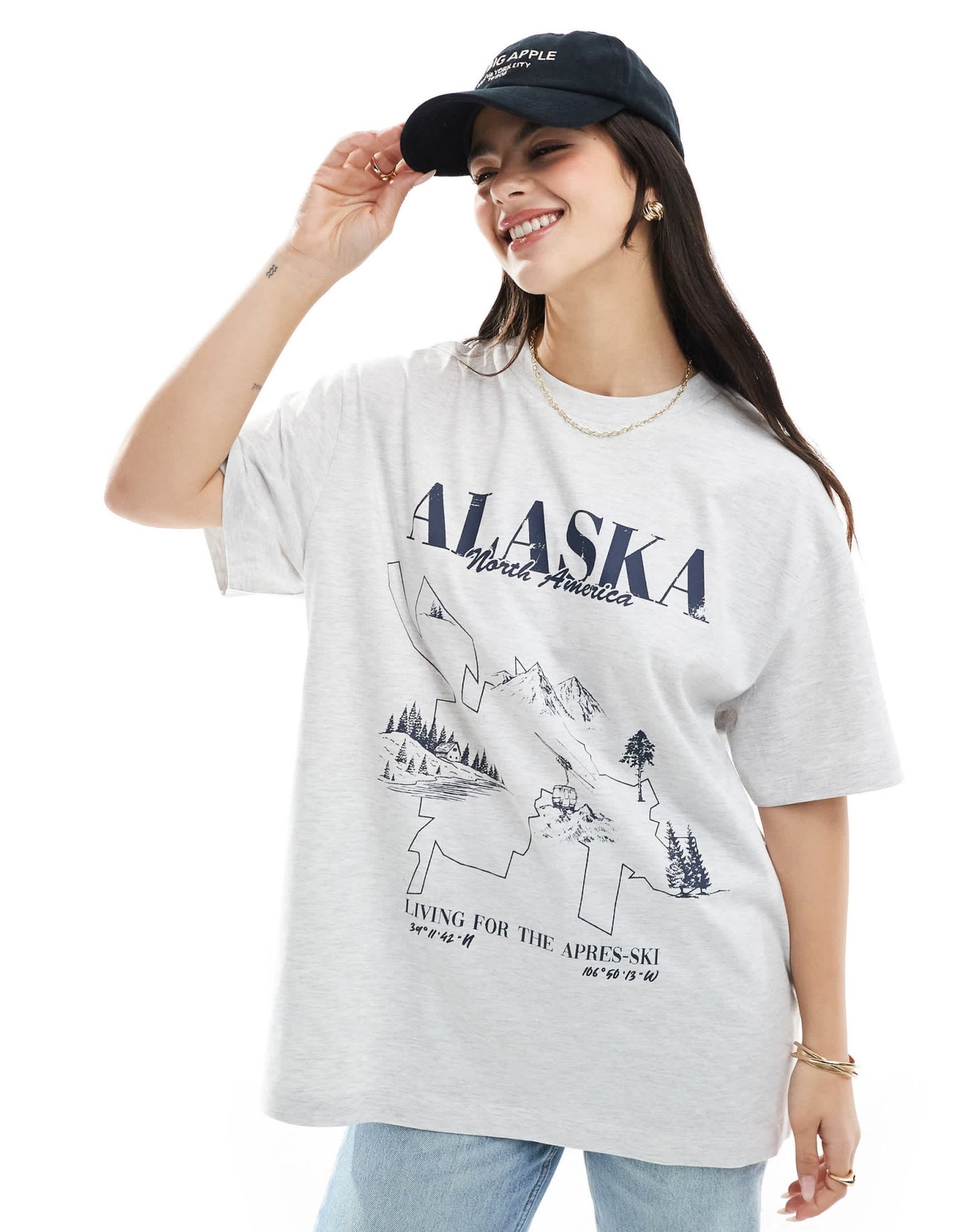ASOS DESIGN oversized t-shirt with colorado ski graphic in ice marl - ASOS Sample Sale