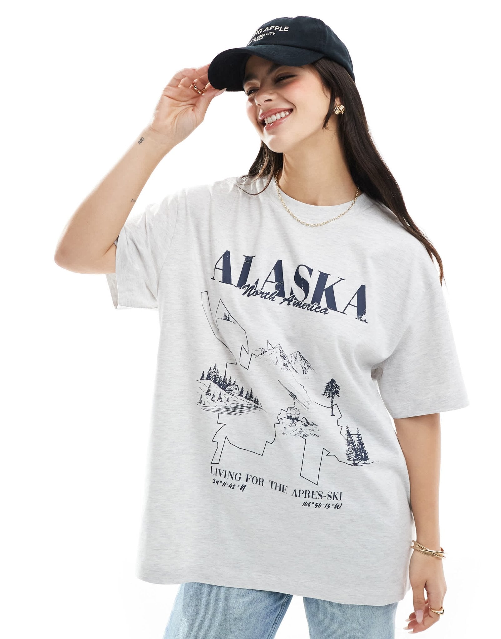 ASOS DESIGN oversized t-shirt with colorado ski graphic in ice marl - ASOS Sample Sale