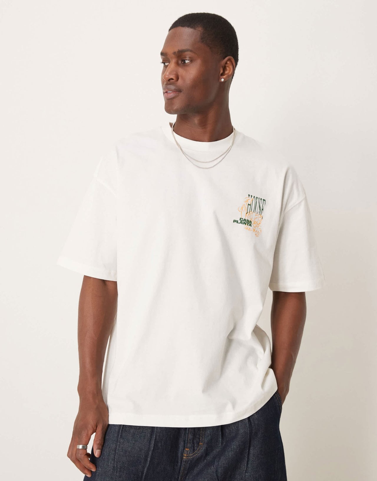 ASOS DESIGN oversized t-shirt with floral graphic in cream - ASOS Sample Sale