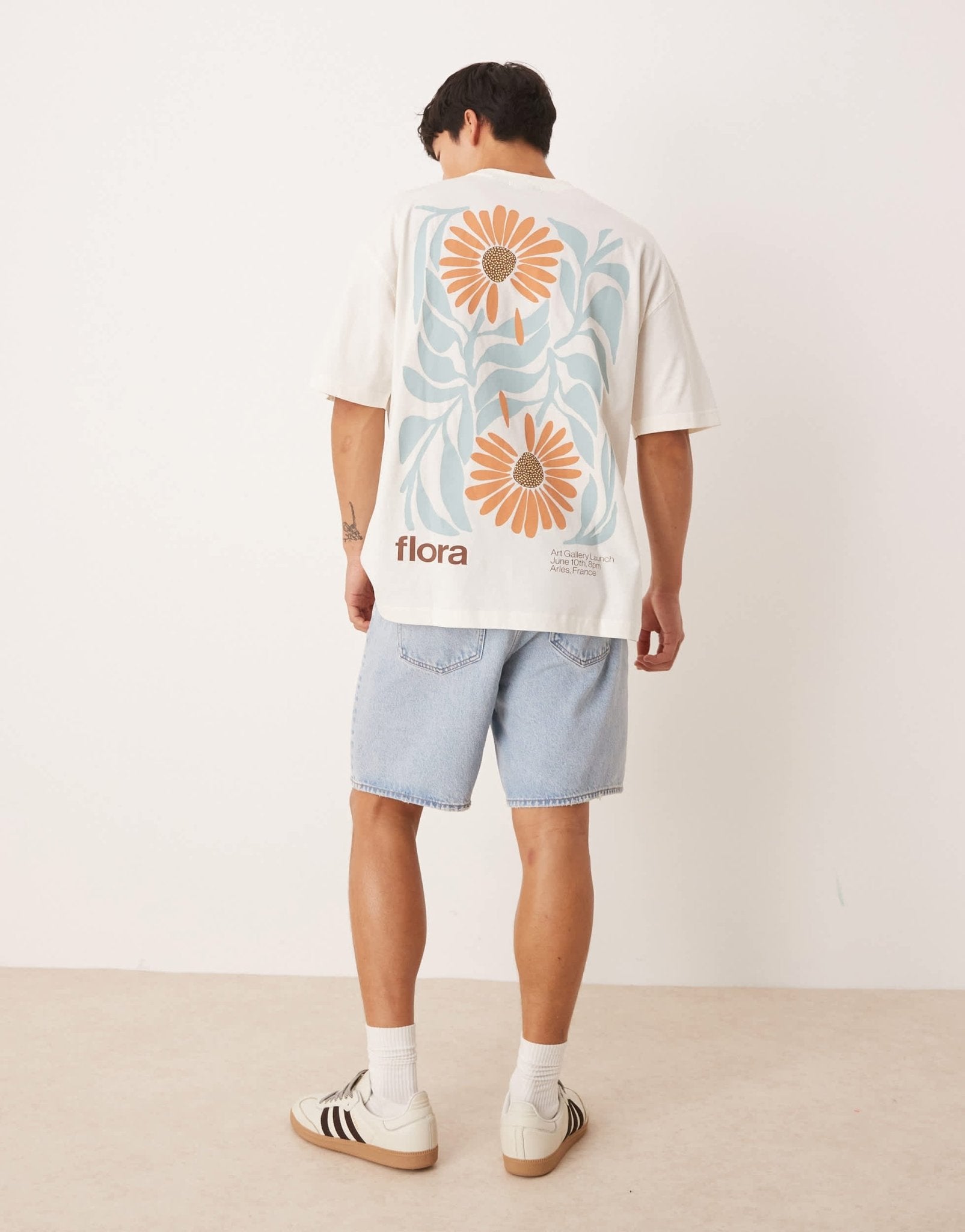ASOS DESIGN oversized t-shirt with floral graphic in off white - ASOS Sample Sale