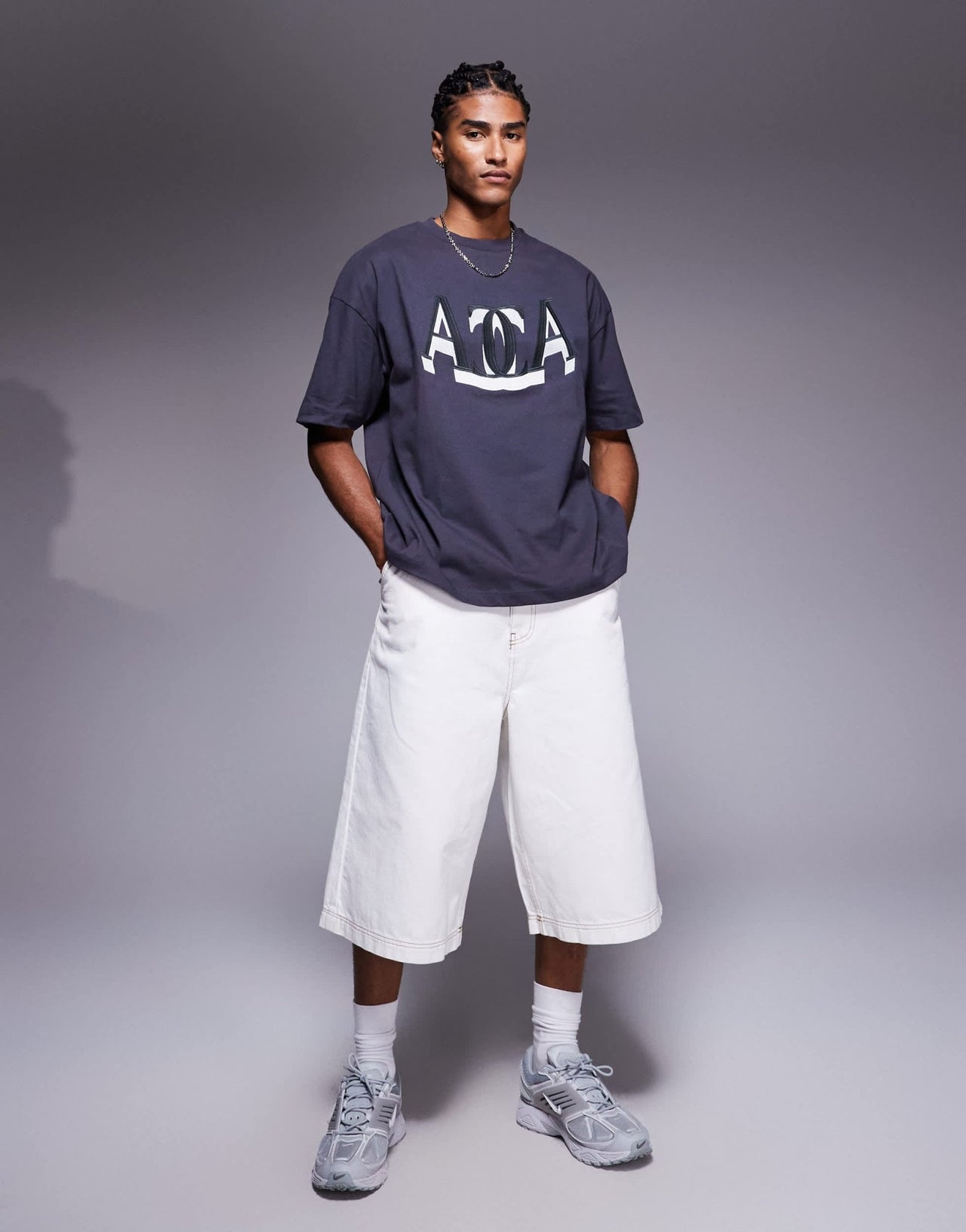 ASOS DESIGN oversized t-shirt with front varsity embroidery in charcoal grey - ASOS Sample Sale