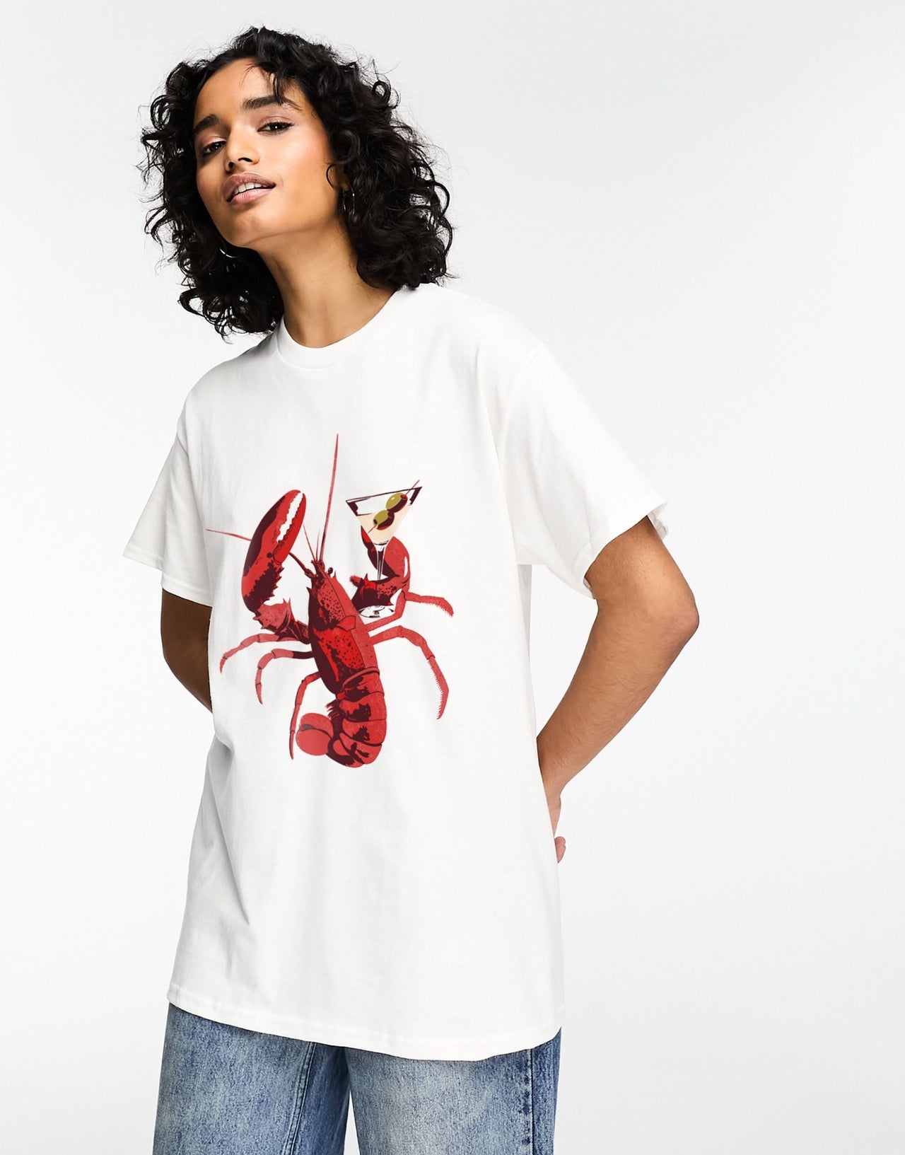 ASOS DESIGN oversized t-shirt with lobster martini graphic in white - ASOS Sample Sale
