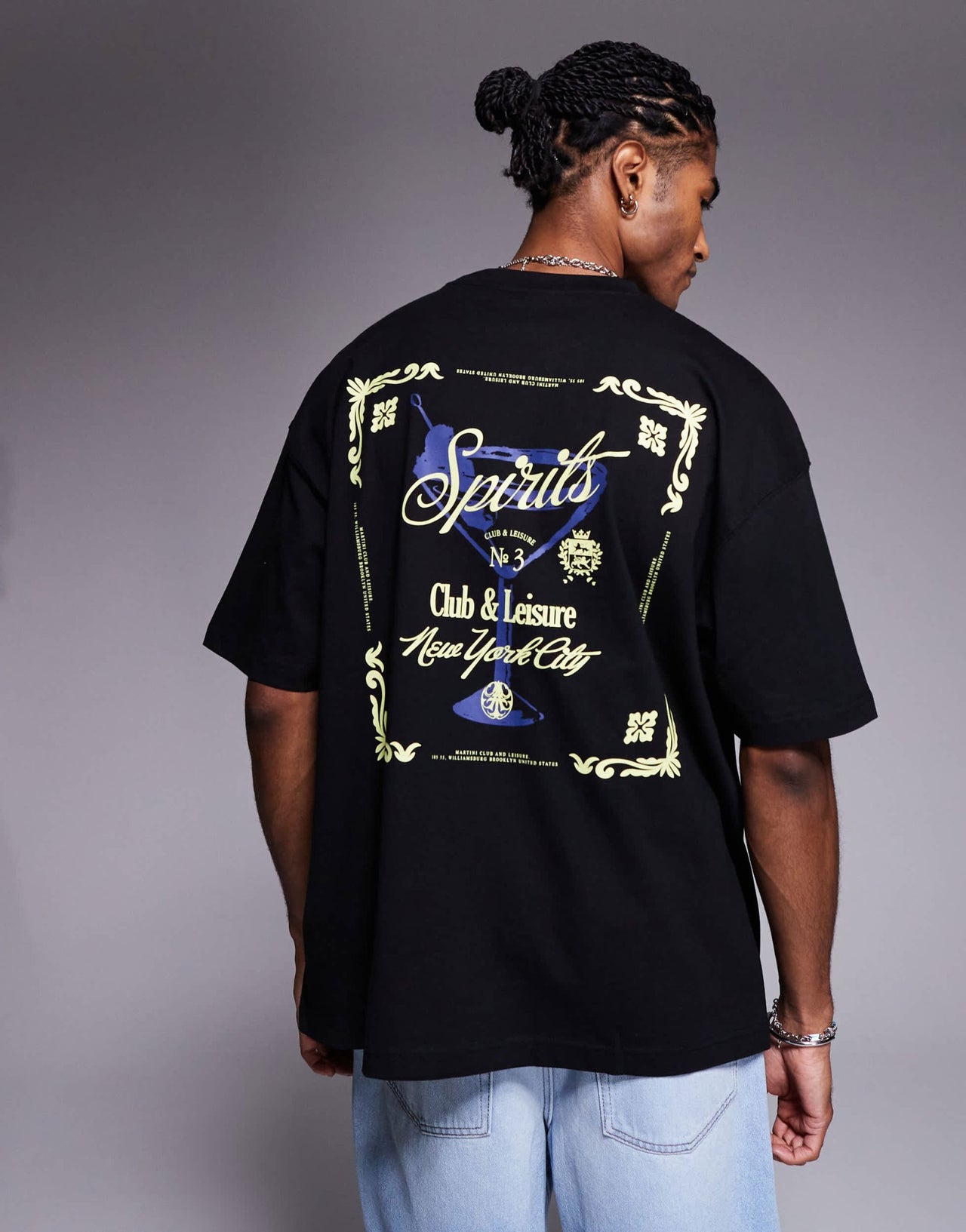 ASOS DESIGN oversized t-shirt with martini graphic in black - ASOS Sample Sale