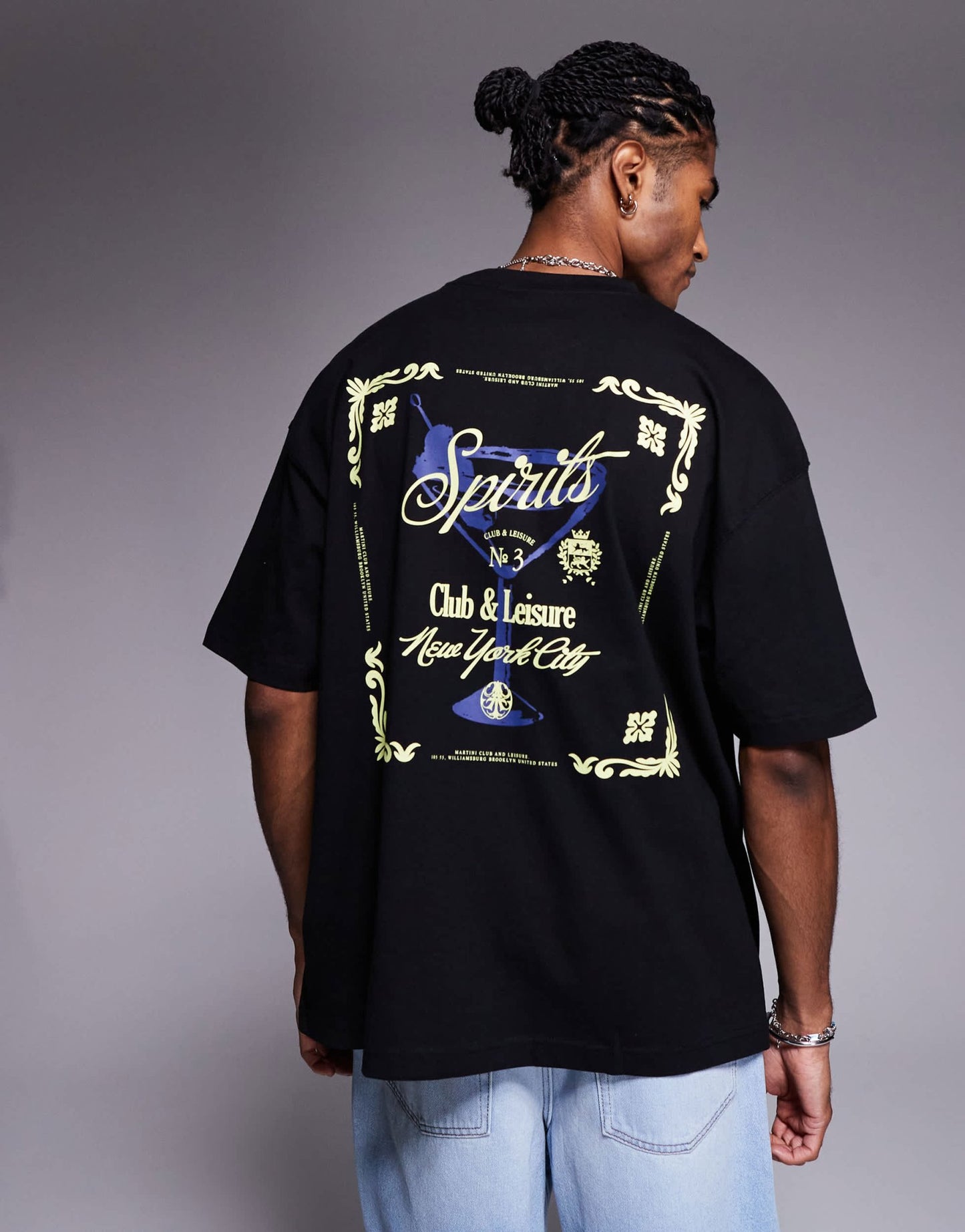 ASOS DESIGN oversized t-shirt with martini graphic in black - ASOS Sample Sale