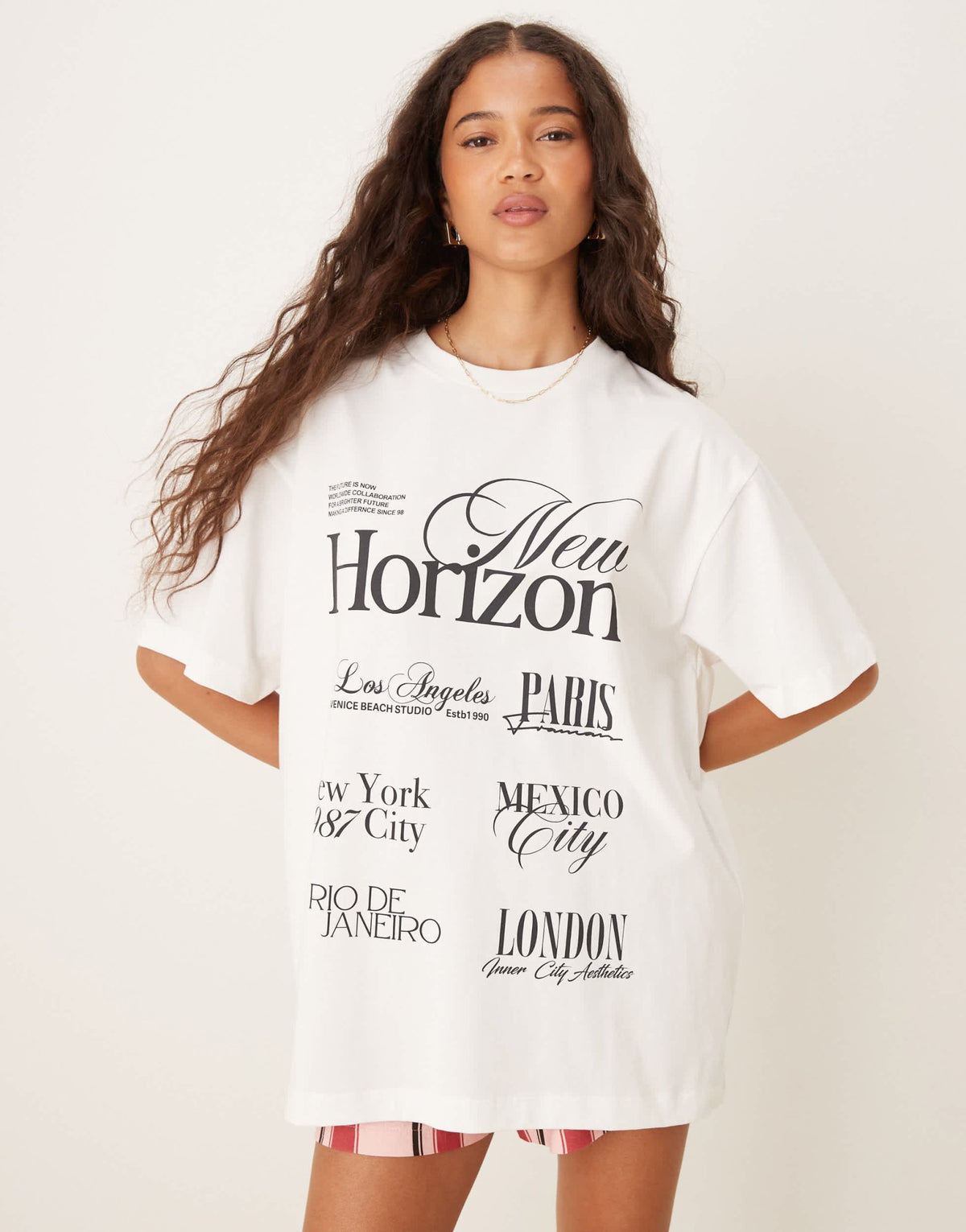 ASOS DESIGN oversized t-shirt with new horizon text graphic in cream - ASOS Sample Sale