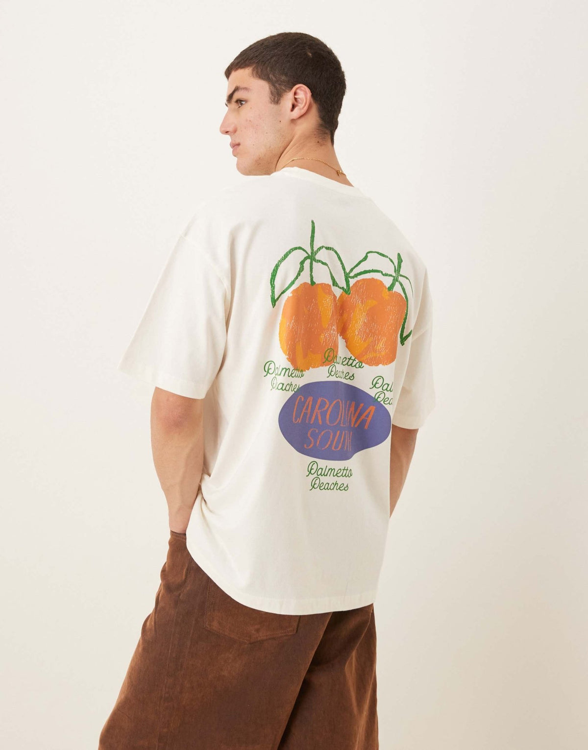 ASOS DESIGN oversized t-shirt with peaches graphic in cream - ASOS Sample Sale