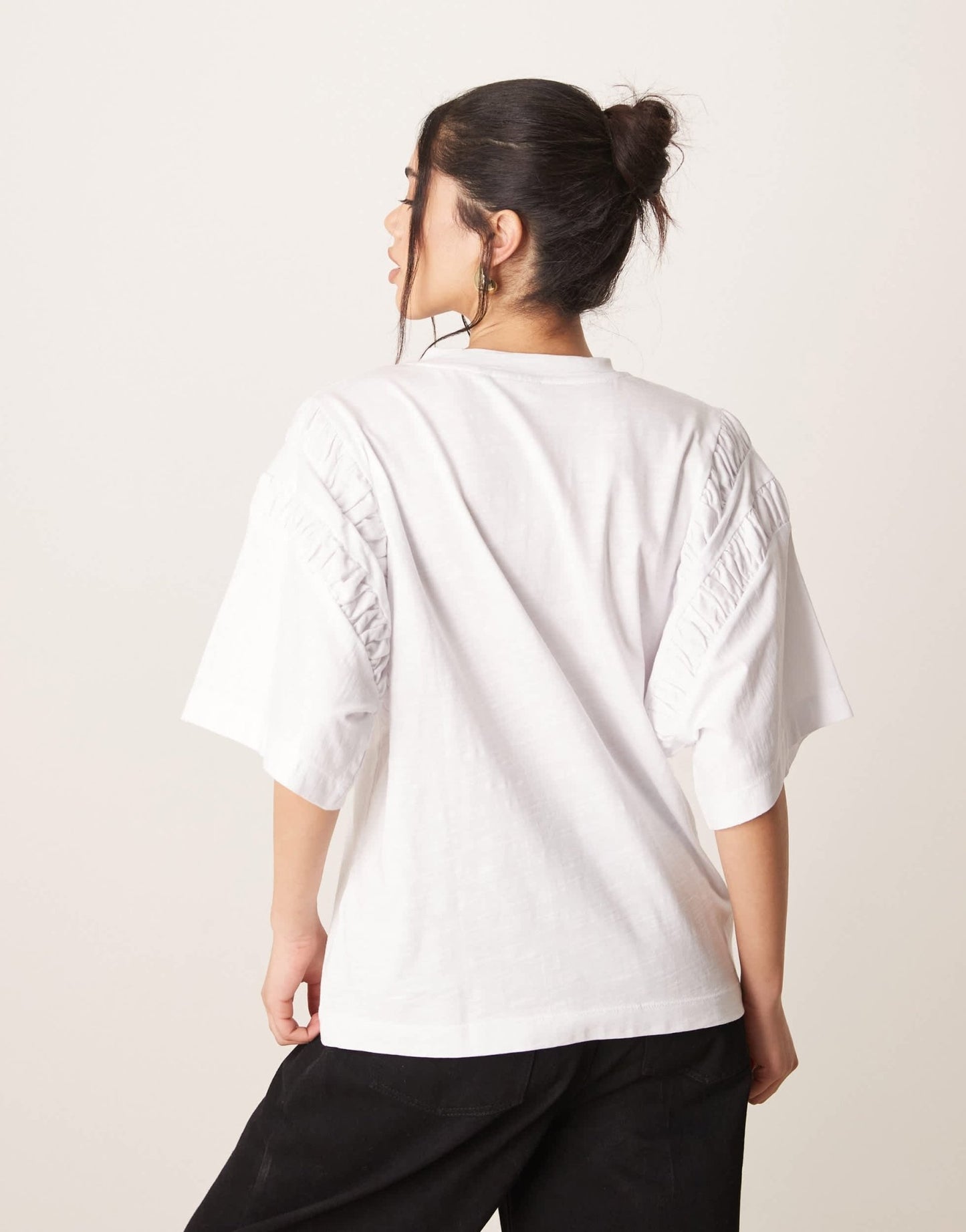 ASOS DESIGN oversized t-shirt with ruched sleeve detail in white - ASOS Sample Sale