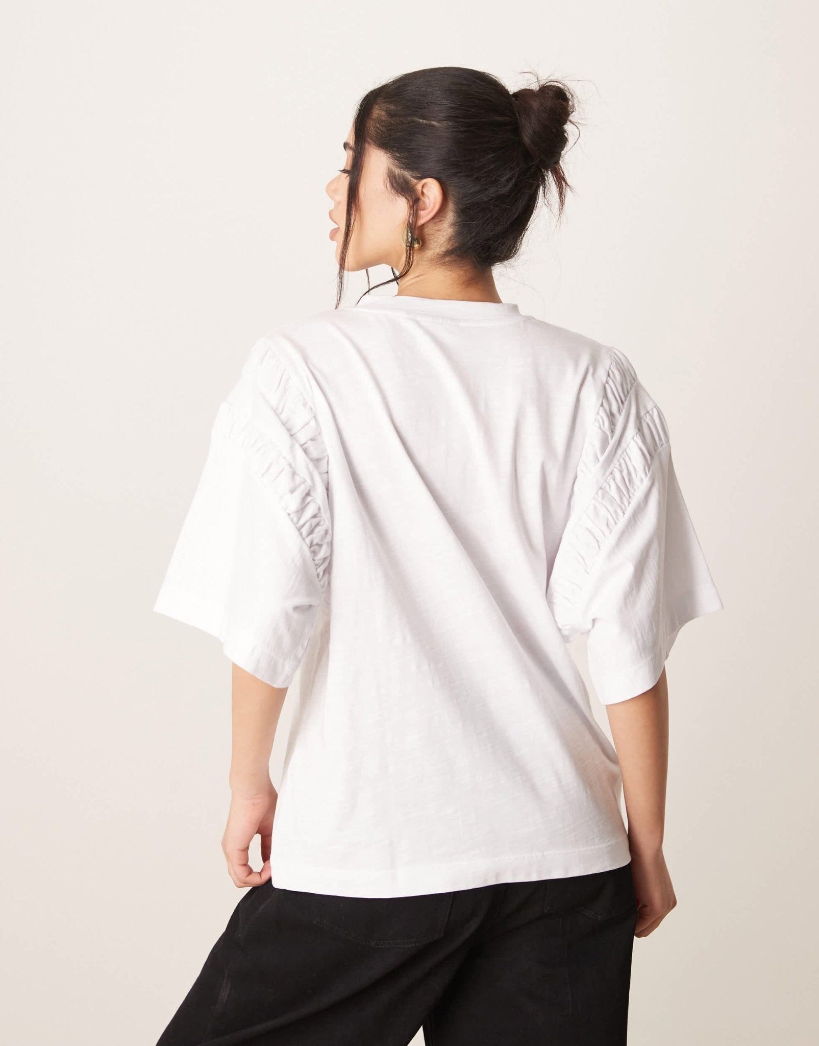 ASOS DESIGN oversized t-shirt with ruched sleeve detail in white - ASOS Sample Sale