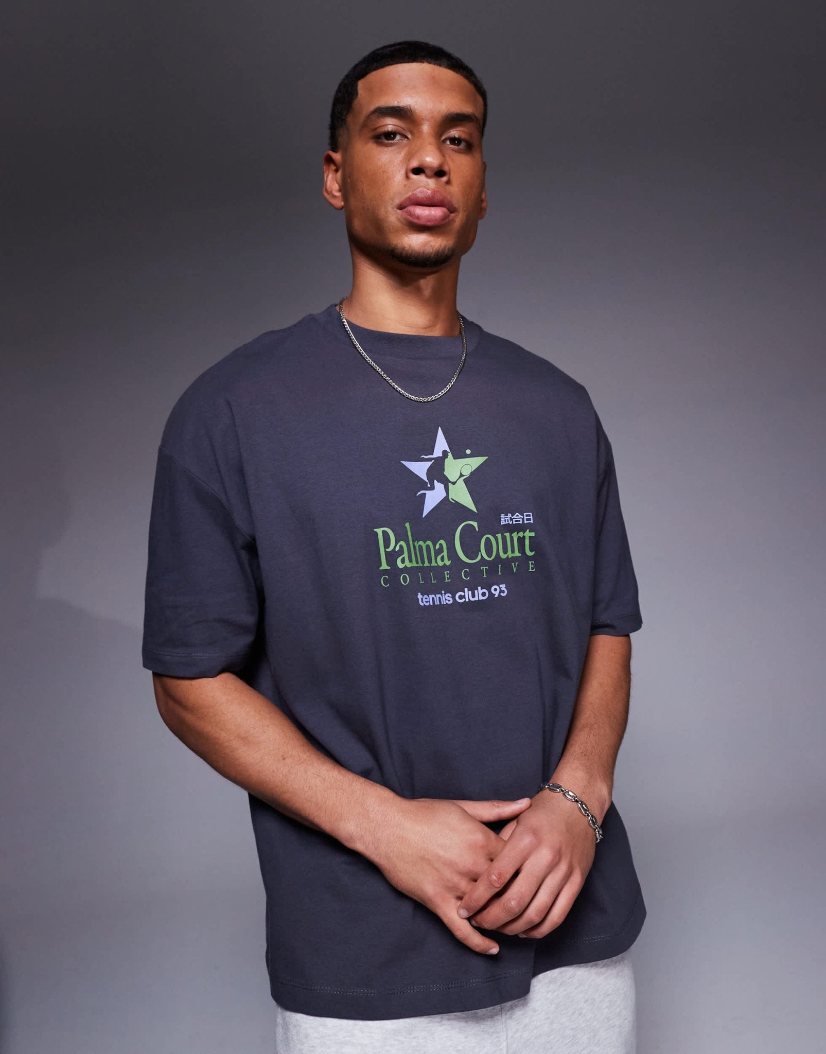 ASOS DESIGN oversized t-shirt with sports graphic in charcoal - ASOS Sample Sale
