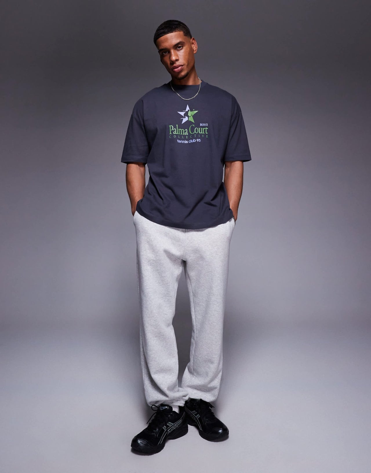 ASOS DESIGN oversized t-shirt with sports graphic in charcoal - ASOS Sample Sale