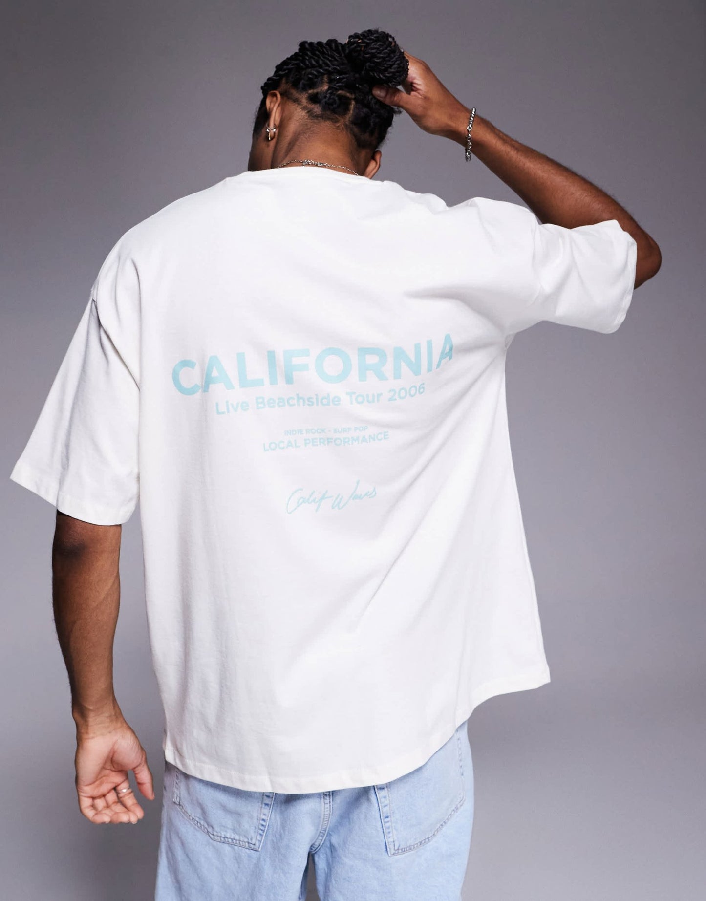 ASOS DESIGN oversized t-shirt with summer back and front print in off white - ASOS Sample Sale