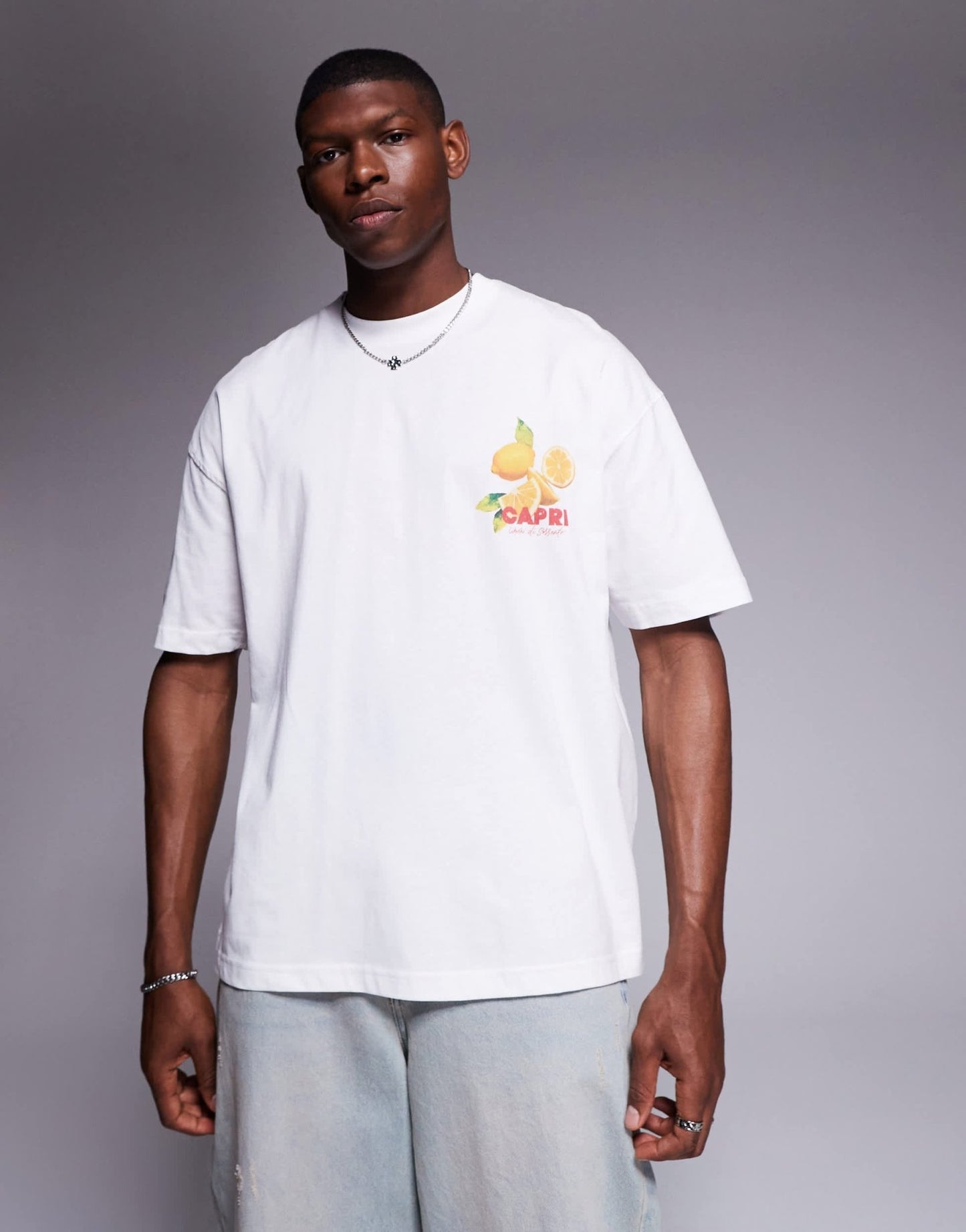 ASOS DESIGN oversized t-shirt with summer graphic in white - ASOS Sample Sale
