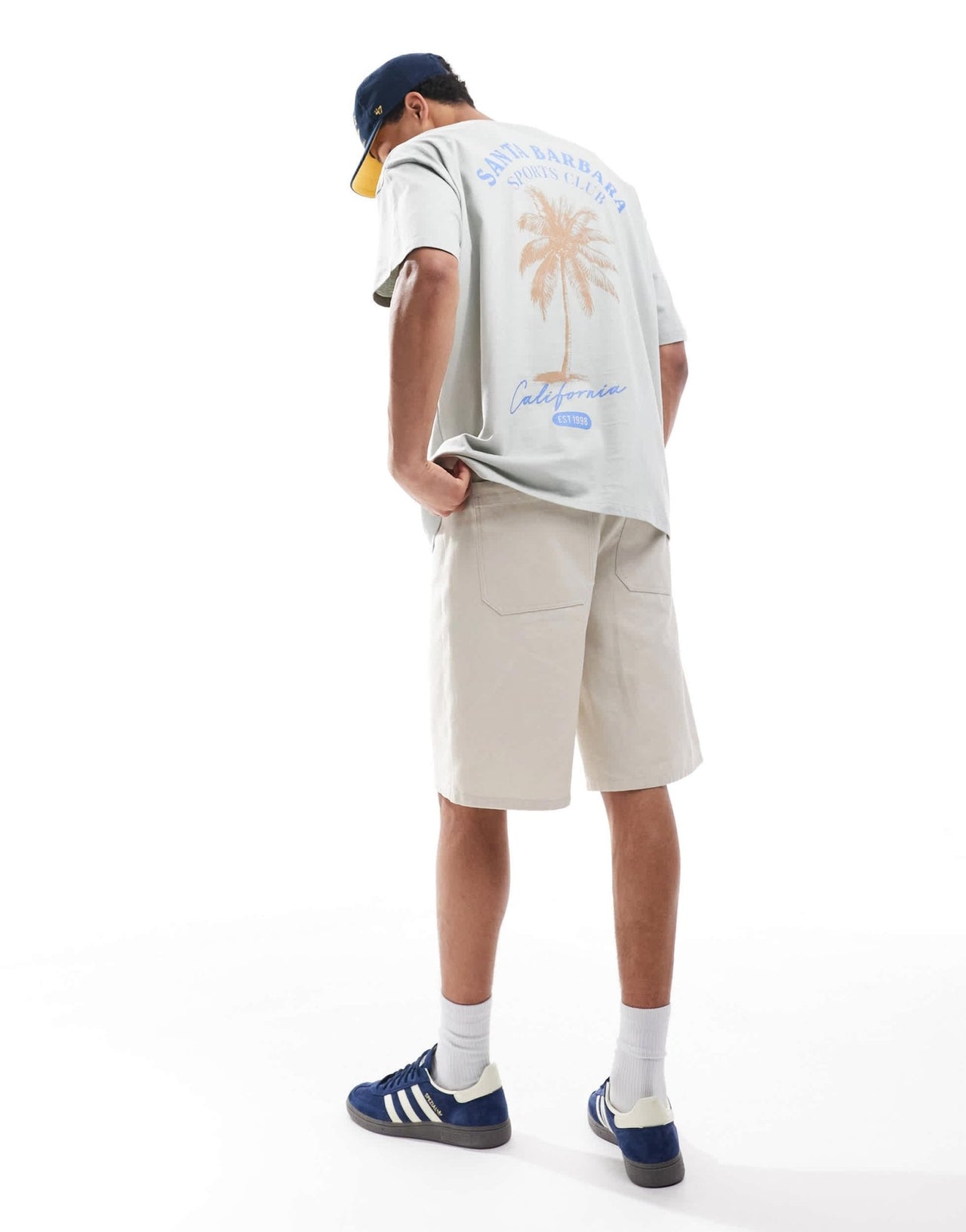 ASOS DESIGN oversized t-shirt with summer palm graphic in light grey - ASOS Sample Sale