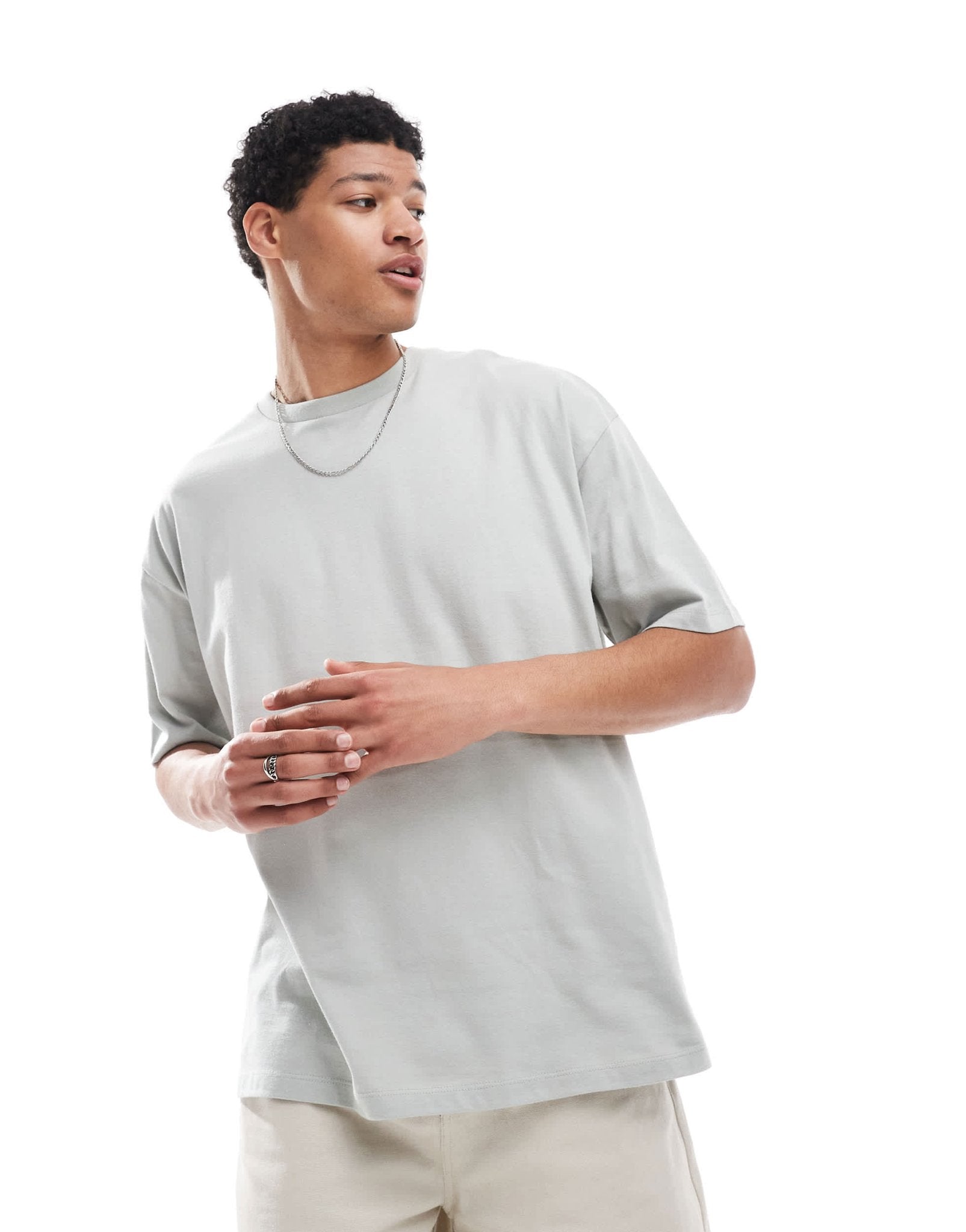 ASOS DESIGN oversized t-shirt with summer palm graphic in light grey - ASOS Sample Sale