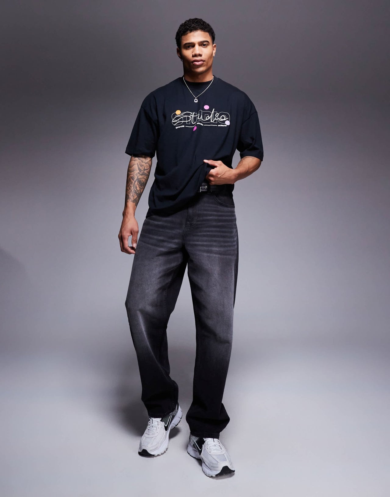ASOS DESIGN oversized t-shirt with text graphic in black - ASOS Sample Sale