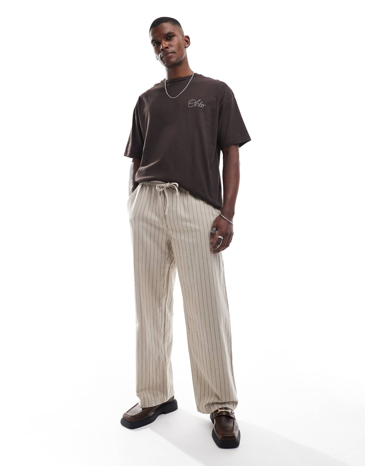 ASOS DESIGN oversized t-shirt with varsity embroidery in dark brown - ASOS Sample Sale
