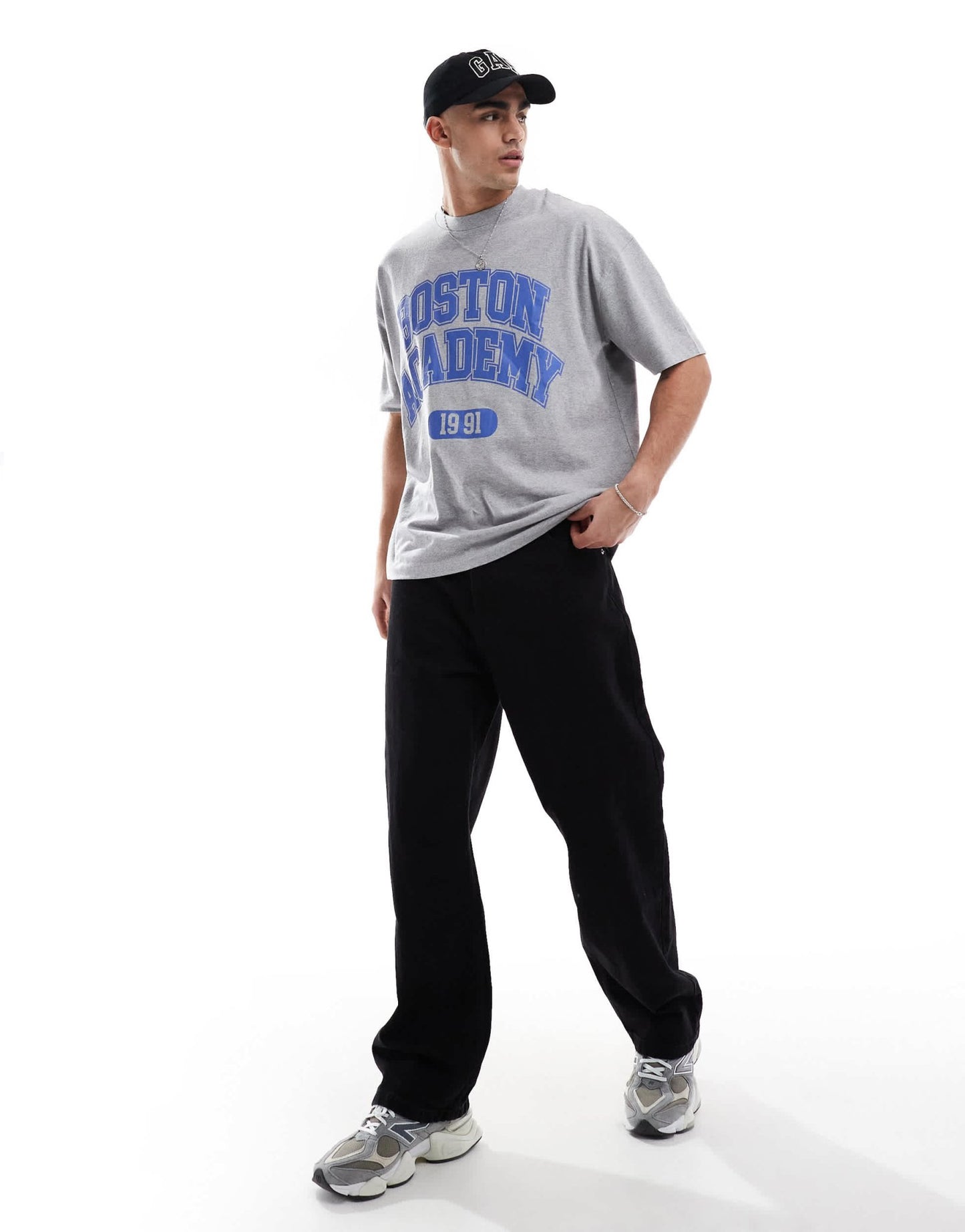 ASOS DESIGN oversized t-shirt with varsity front graphic in grey marl - ASOS Sample Sale