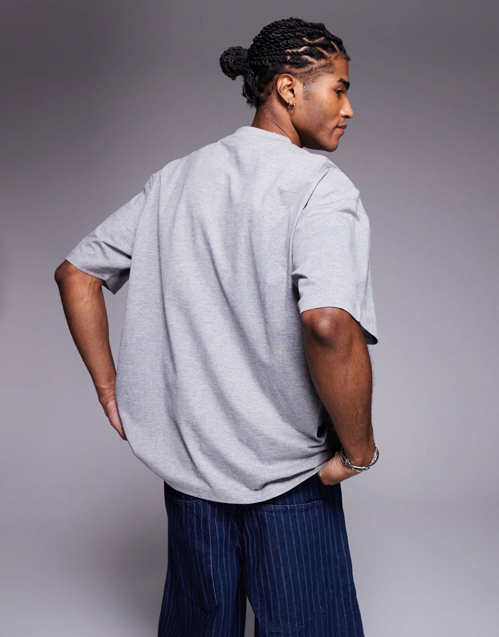 ASOS DESIGN oversized t-shirt with varsity graphic in white marl - ASOS Sample Sale