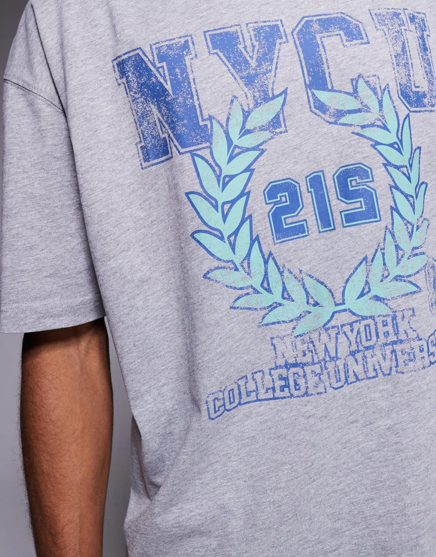 ASOS DESIGN oversized t-shirt with varsity graphic in white marl - ASOS Sample Sale