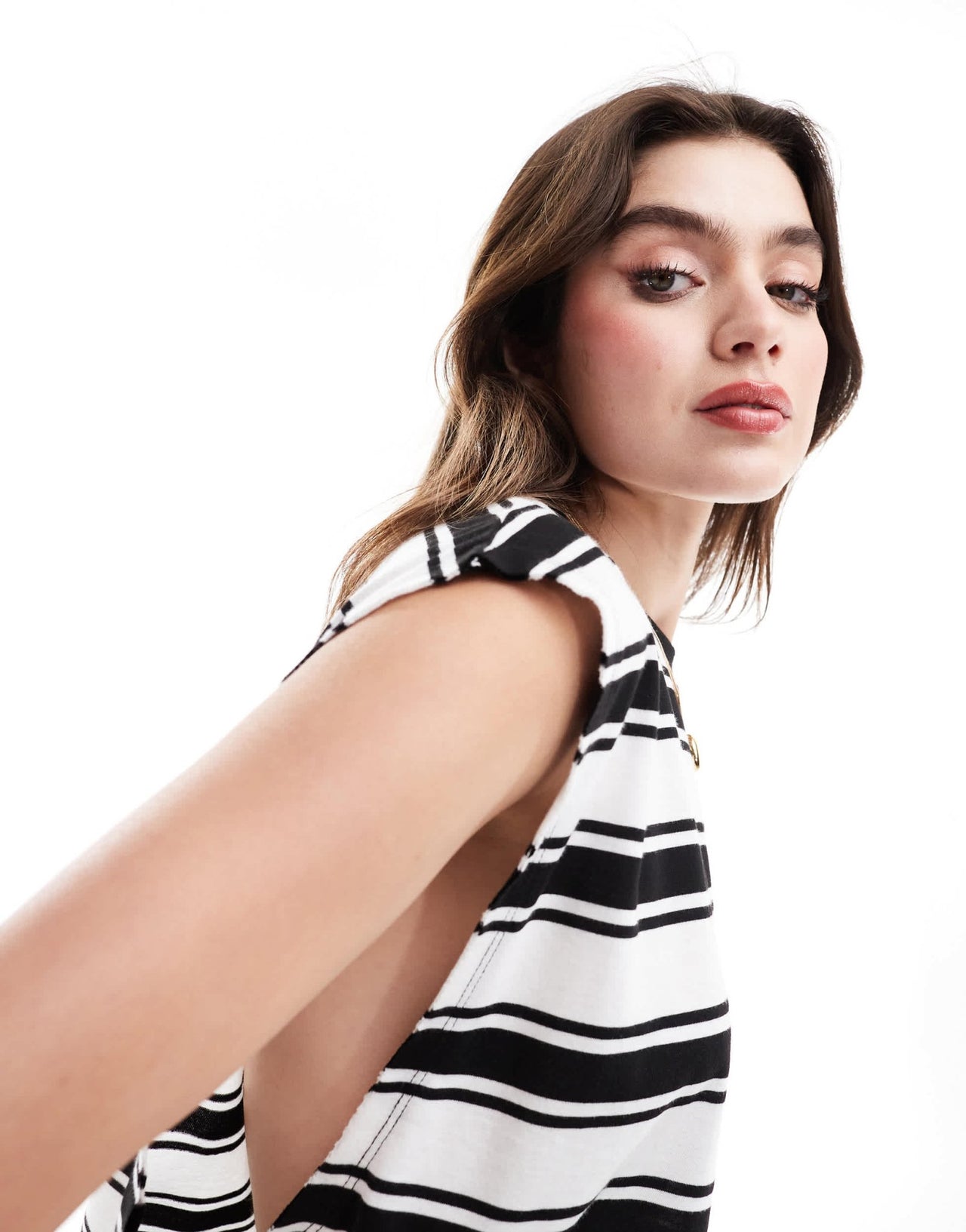 ASOS DESIGN oversized tank with drop arm hole in mono stripe - ASOS Sample Sale