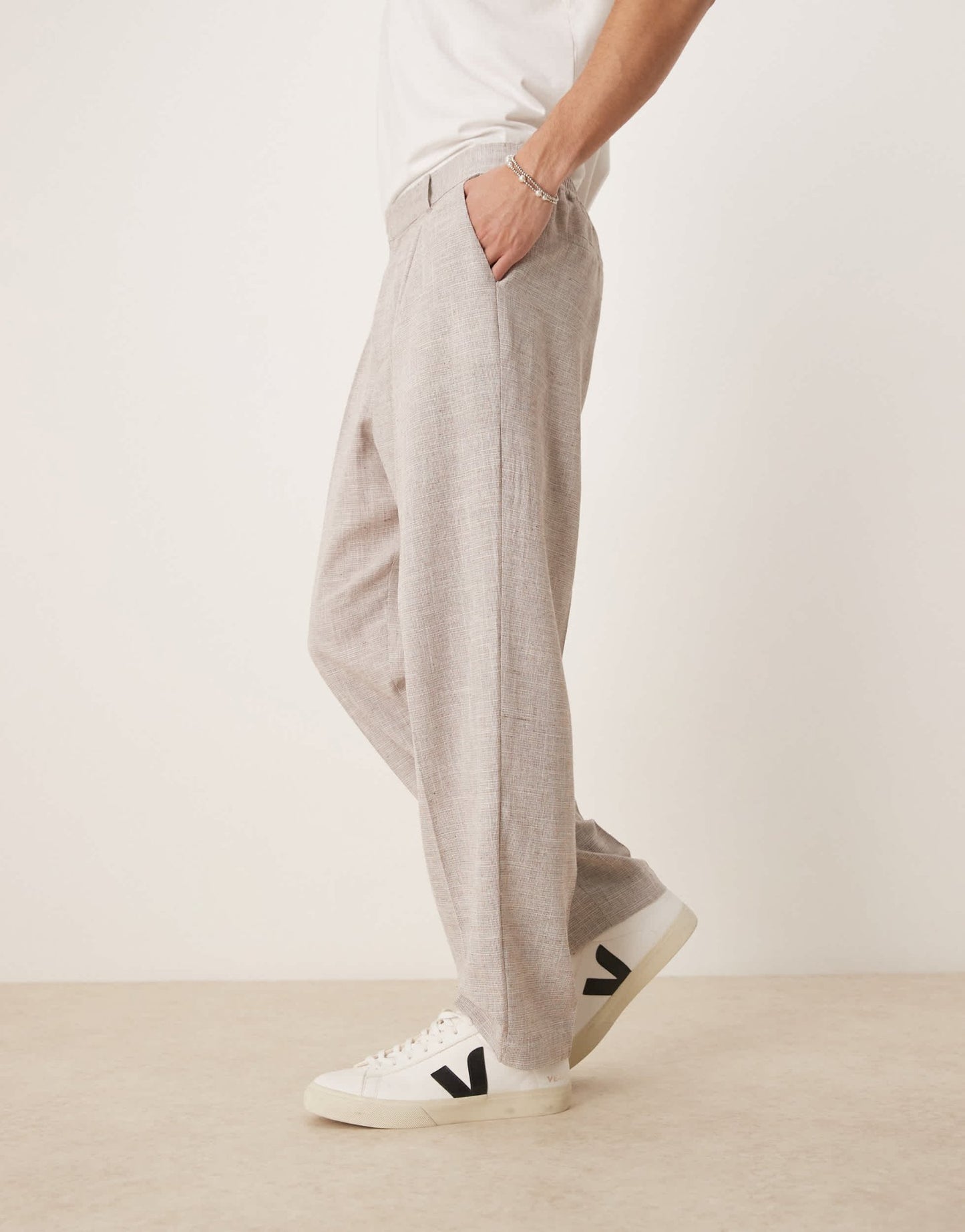 ASOS DESIGN oversized tapered leg trousers in beige - ASOS Sample Sale
