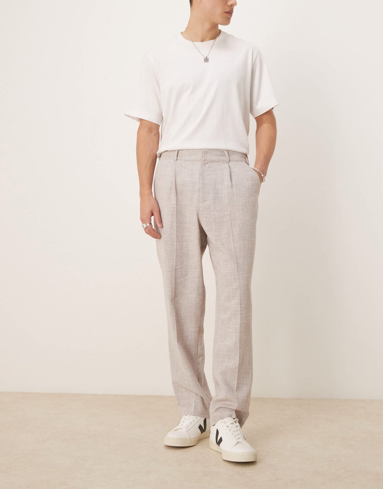 ASOS DESIGN oversized tapered leg trousers in beige - ASOS Sample Sale