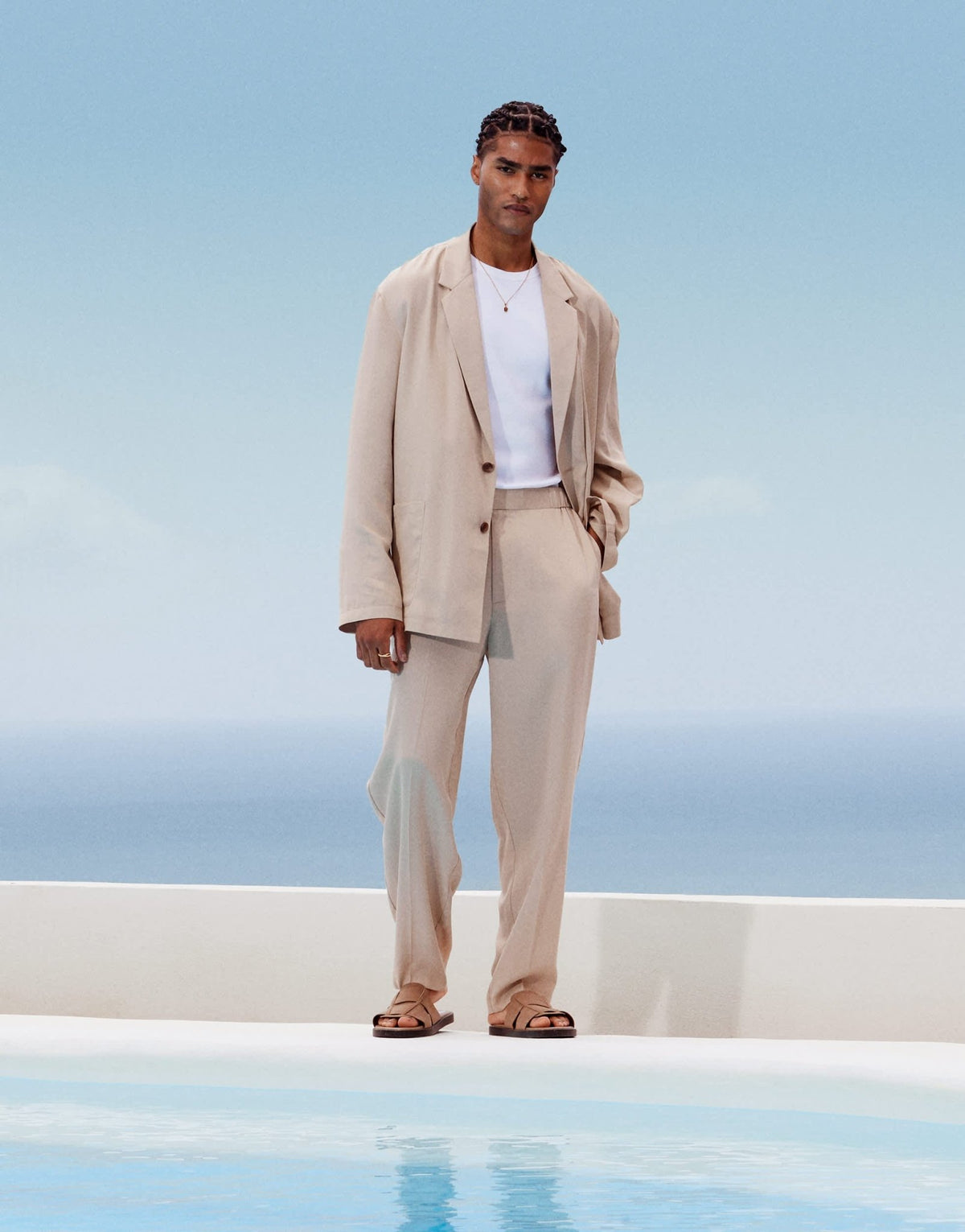 ASOS DESIGN oversized tapered lightweight suit trousers in stone - ASOS Sample Sale