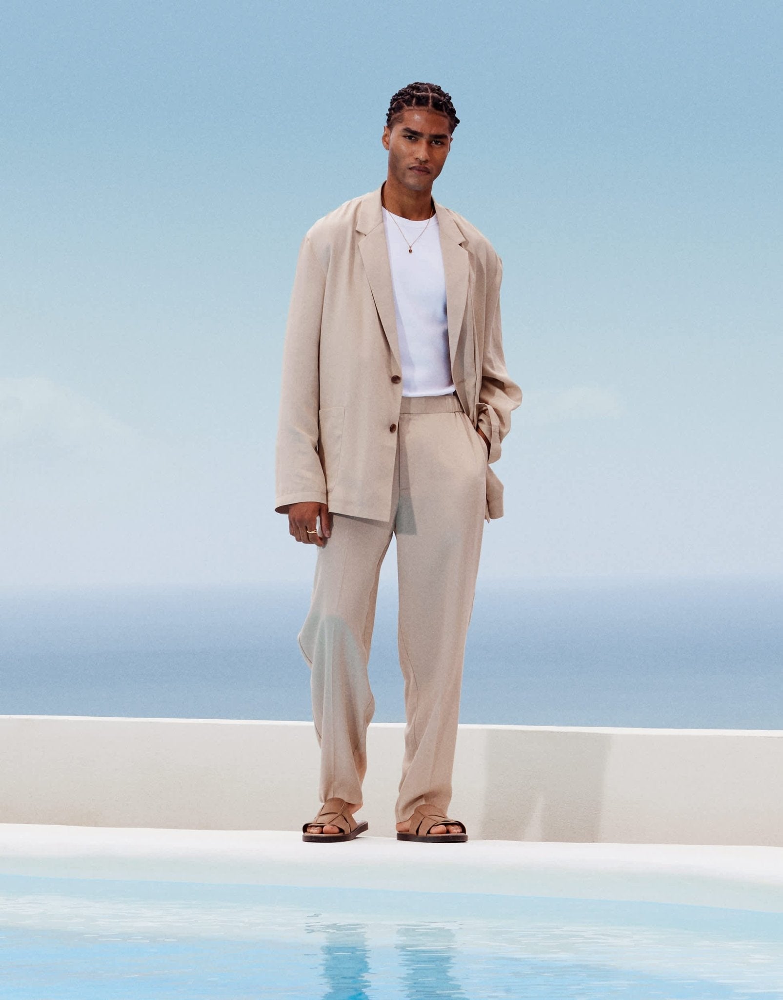 ASOS DESIGN oversized tapered lightweight suit trousers in stone - ASOS Sample Sale