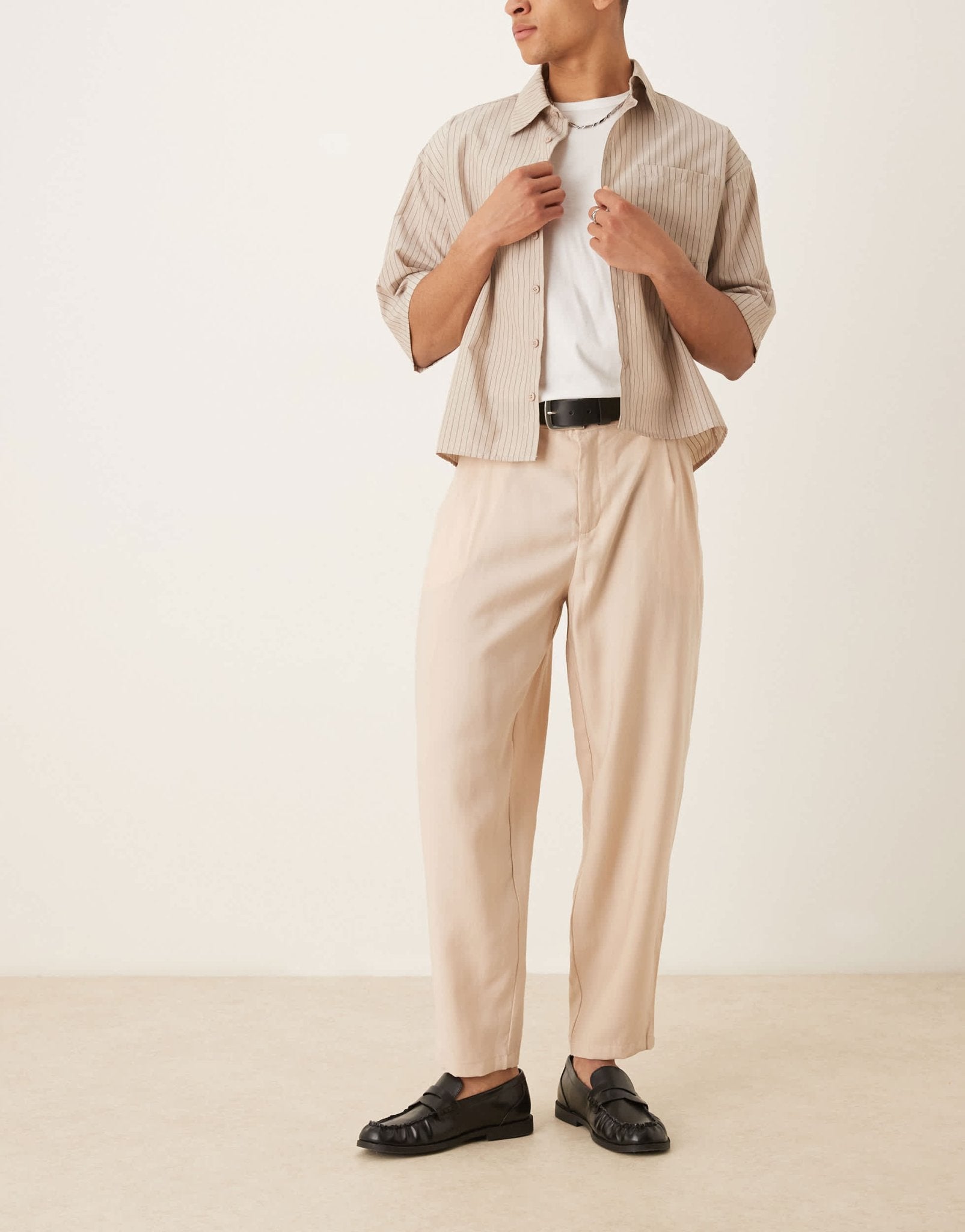 ASOS DESIGN oversized tapered smart trousers in beige - ASOS Sample Sale