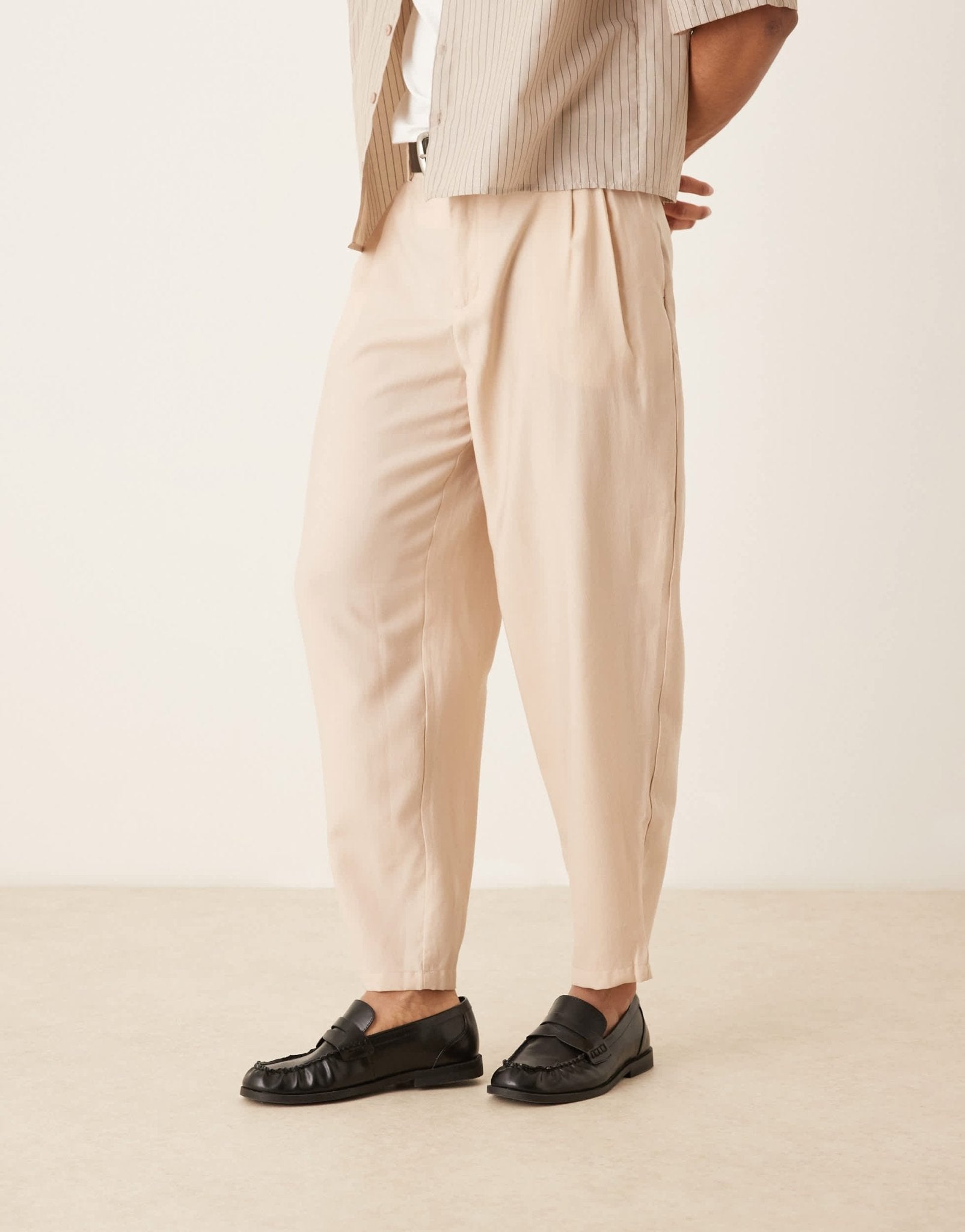 ASOS DESIGN oversized tapered smart trousers in beige - ASOS Sample Sale