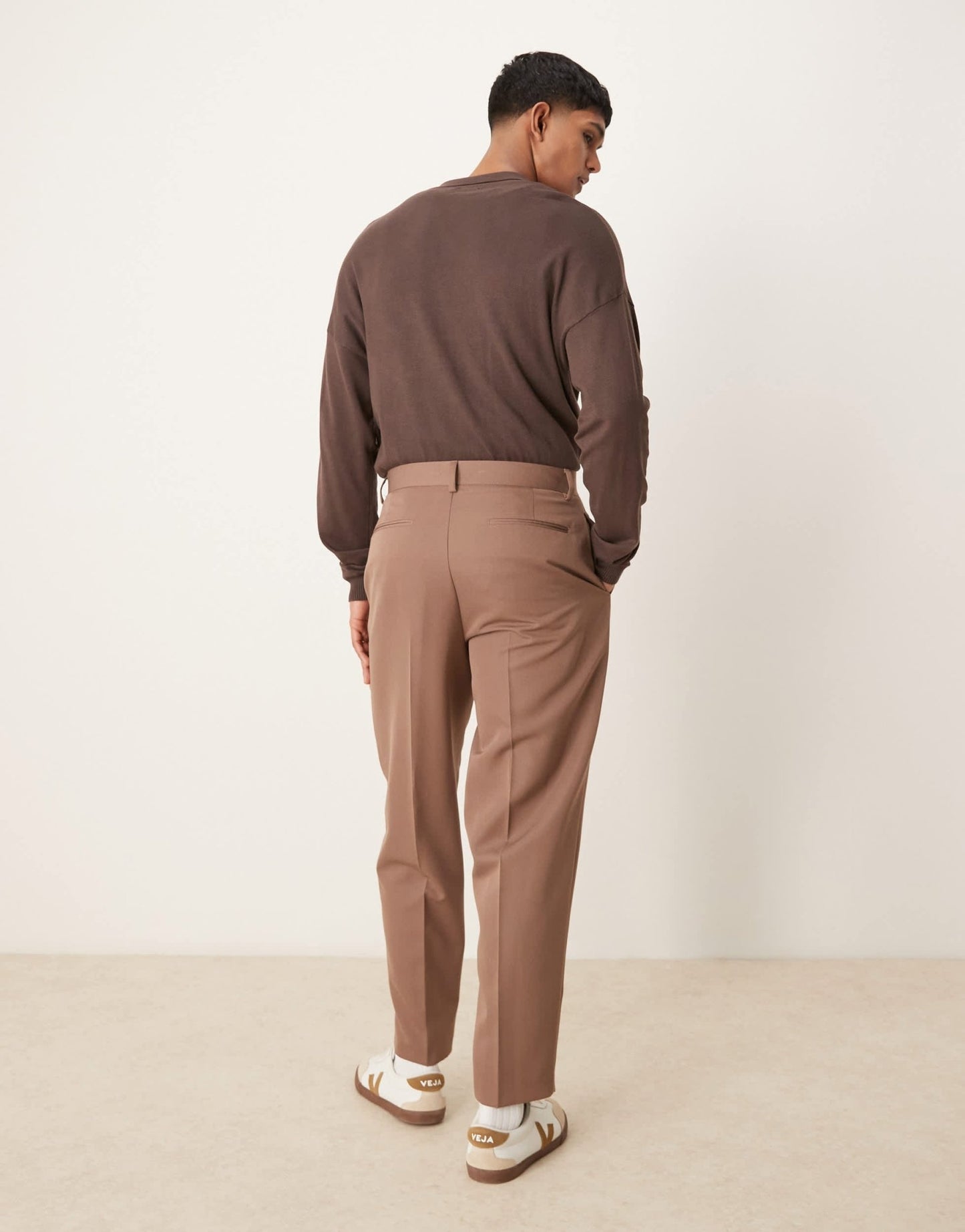 ASOS DESIGN oversized tapered suit trousers in brown - ASOS Sample Sale