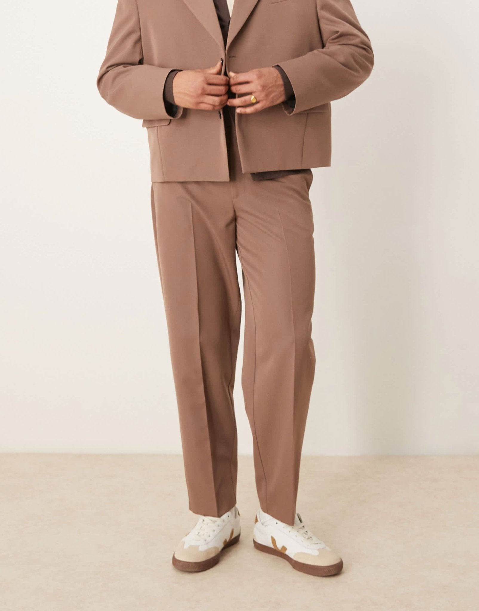 ASOS DESIGN oversized tapered suit trousers in brown - ASOS Sample Sale