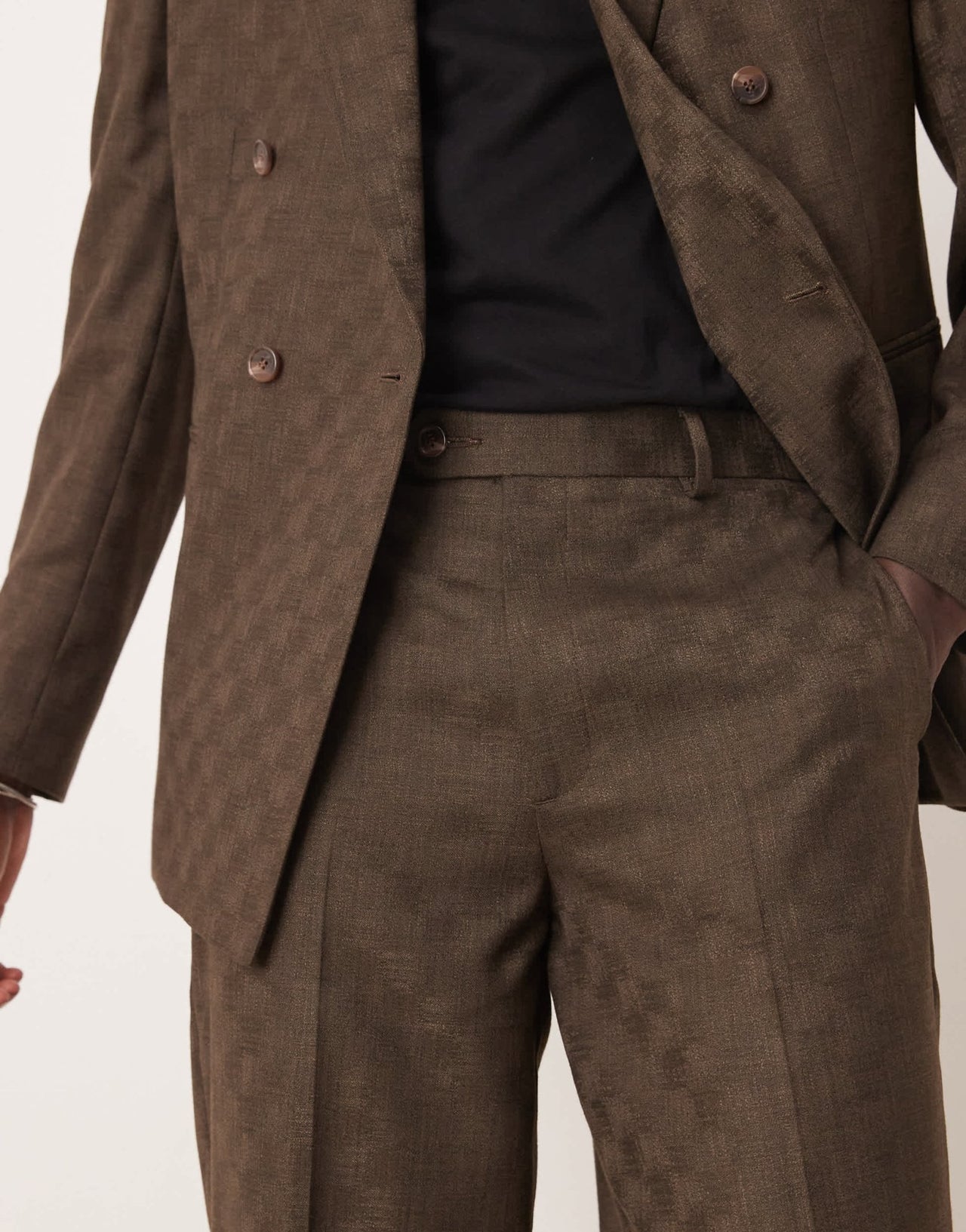 ASOS DESIGN oversized tapered suit trousers in brown checkerboard jacquard - ASOS Sample Sale
