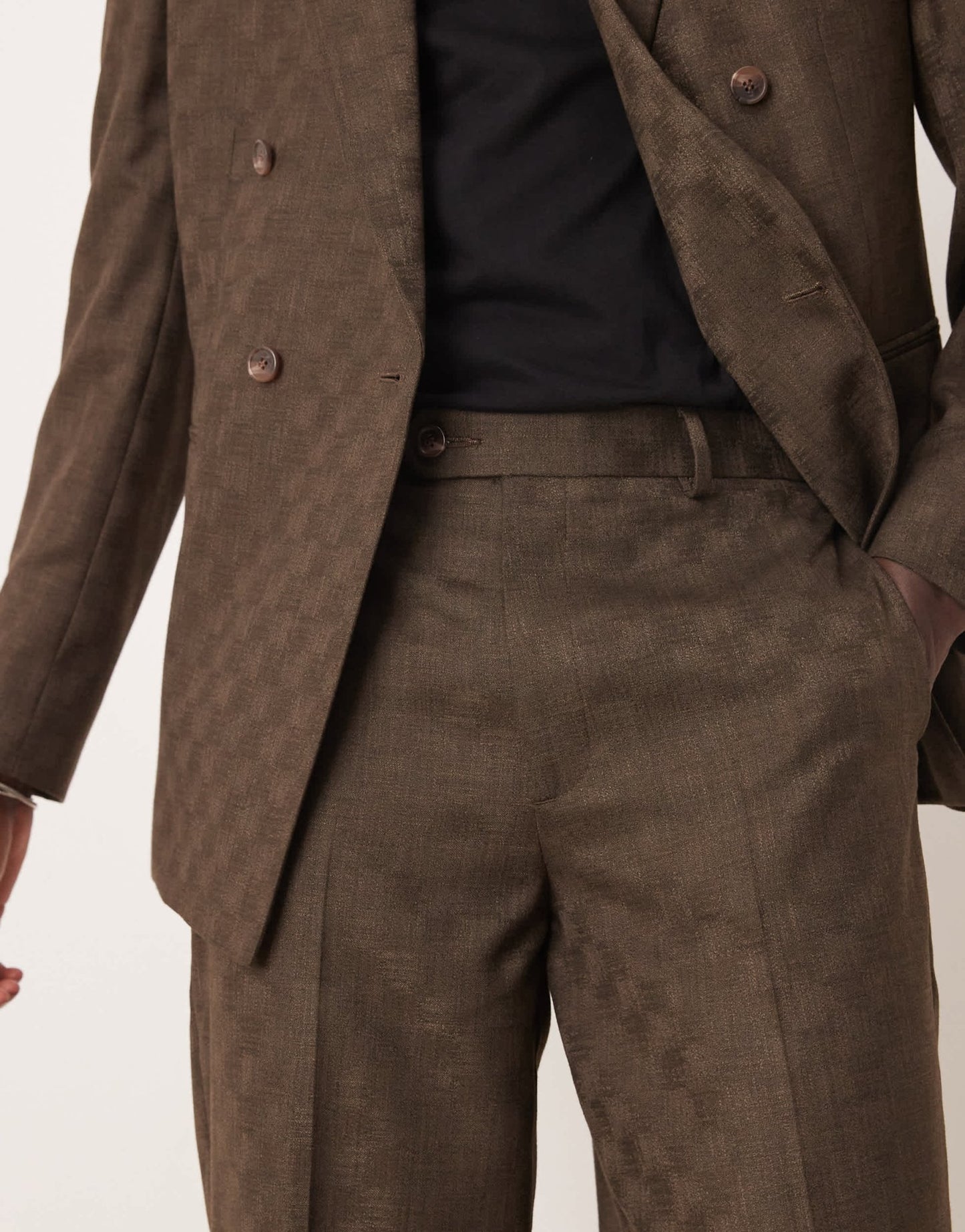 ASOS DESIGN oversized tapered suit trousers in brown checkerboard jacquard - ASOS Sample Sale