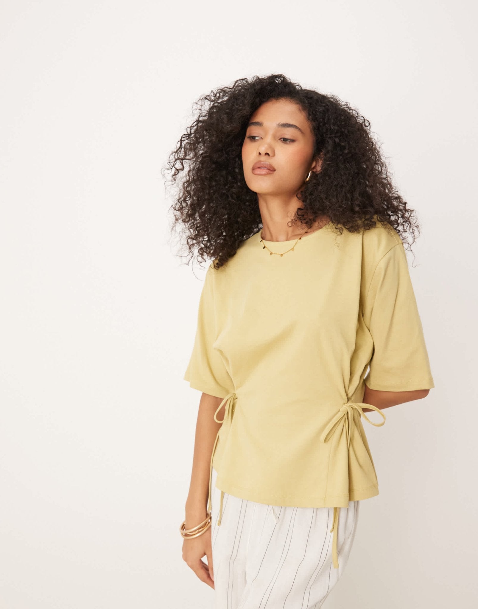 ASOS DESIGN oversized tee with tie details in light olive - ASOS Sample Sale