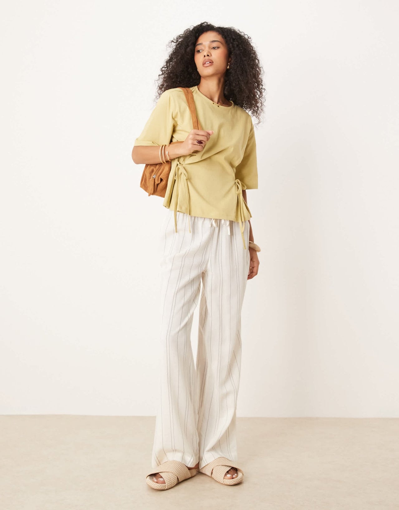 ASOS DESIGN oversized tee with tie details in light olive - ASOS Sample Sale