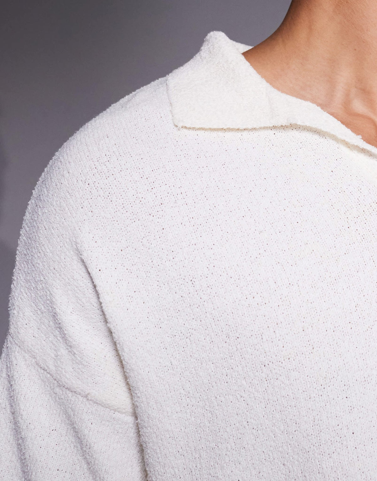 ASOS DESIGN oversized textured knitted notch neck polo in ecru - ASOS Sample Sale