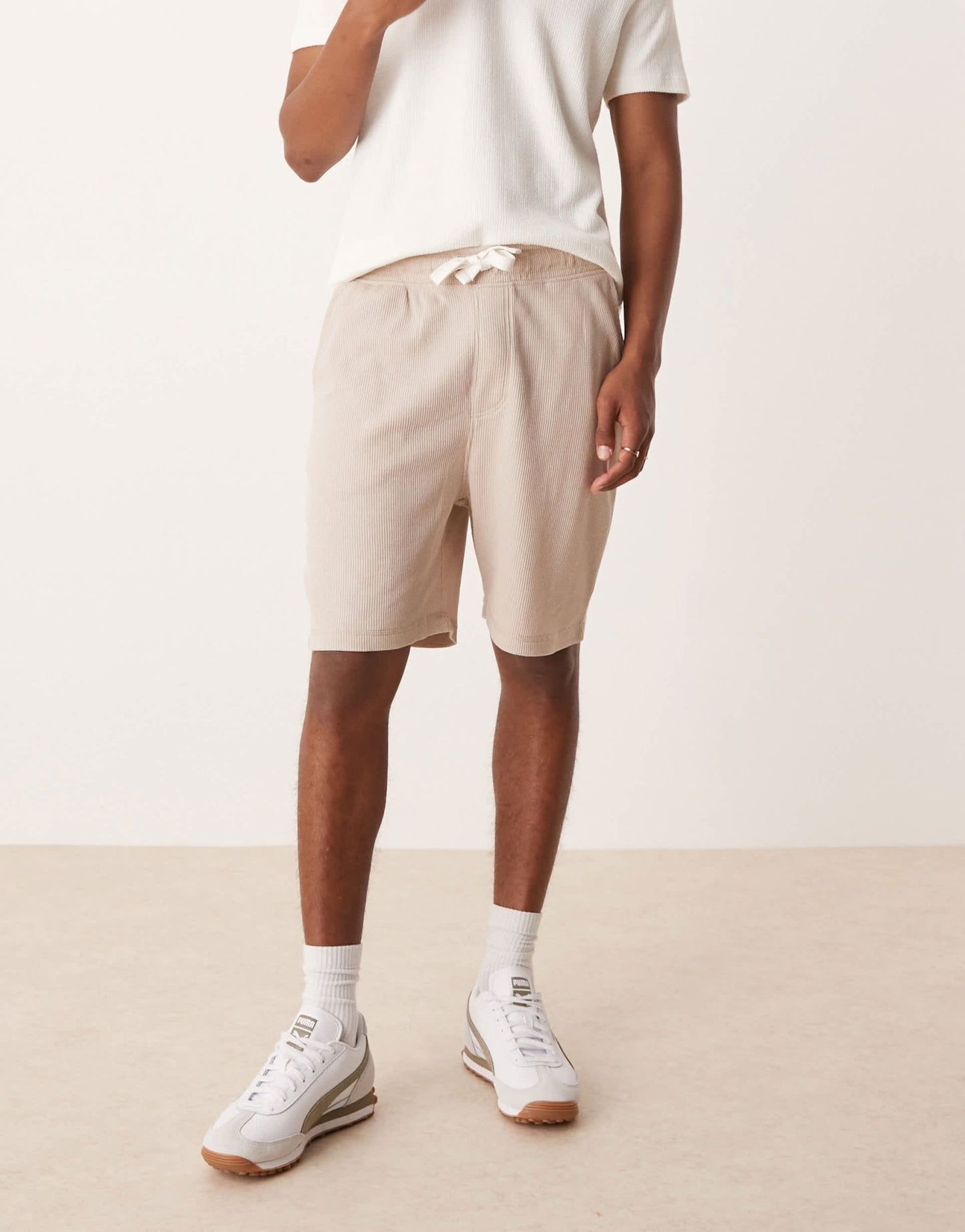 ASOS DESIGN oversized waffle textured short in beige - ASOS Sample Sale
