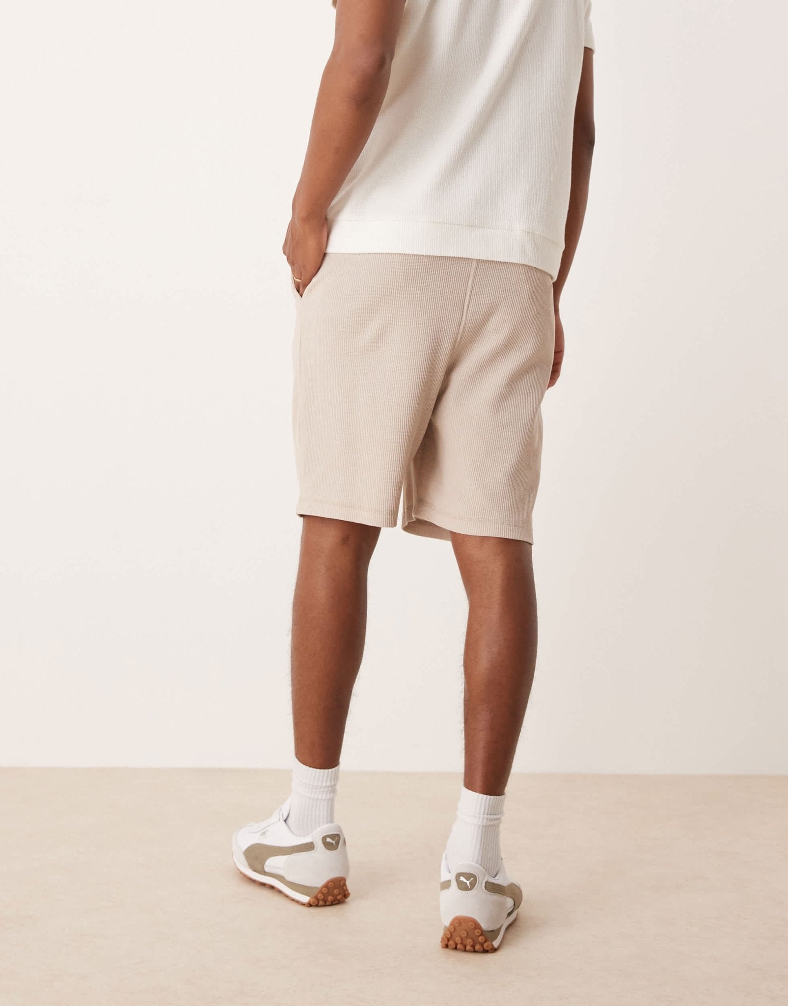 ASOS DESIGN oversized waffle textured short in beige - ASOS Sample Sale