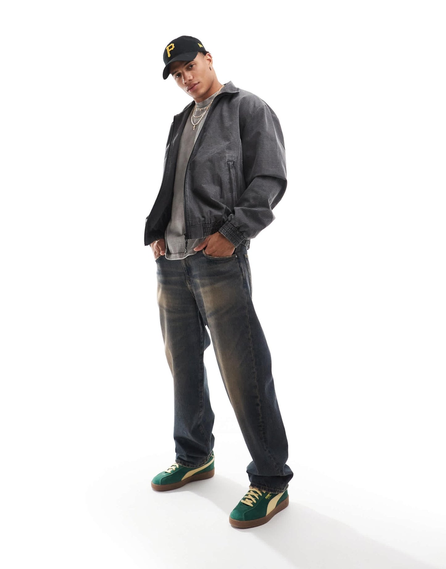 ASOS DESIGN oversized washed harrington jacket in grey - ASOS Sample Sale