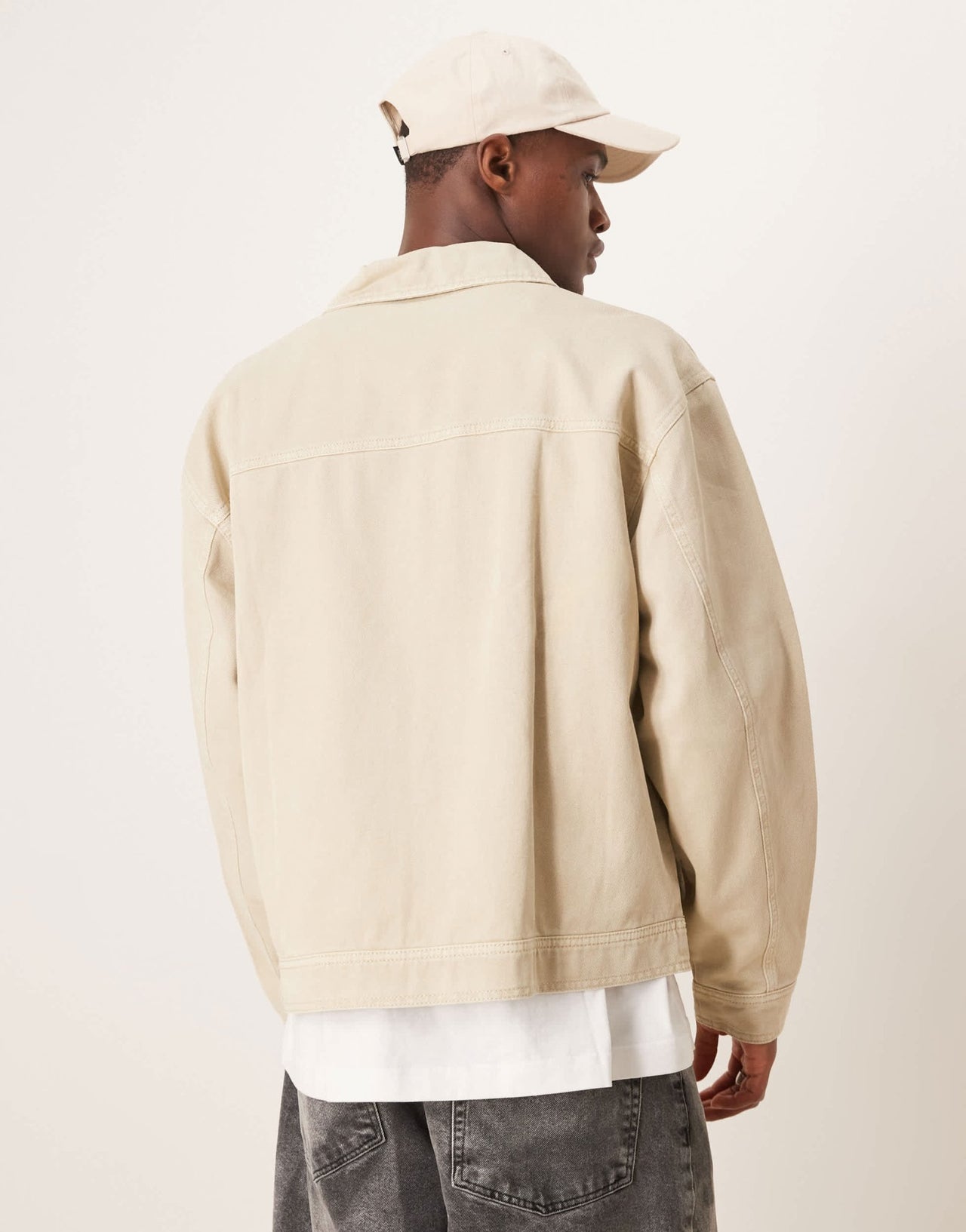 ASOS DESIGN oversized washed harrington jacket in stone - ASOS Sample Sale