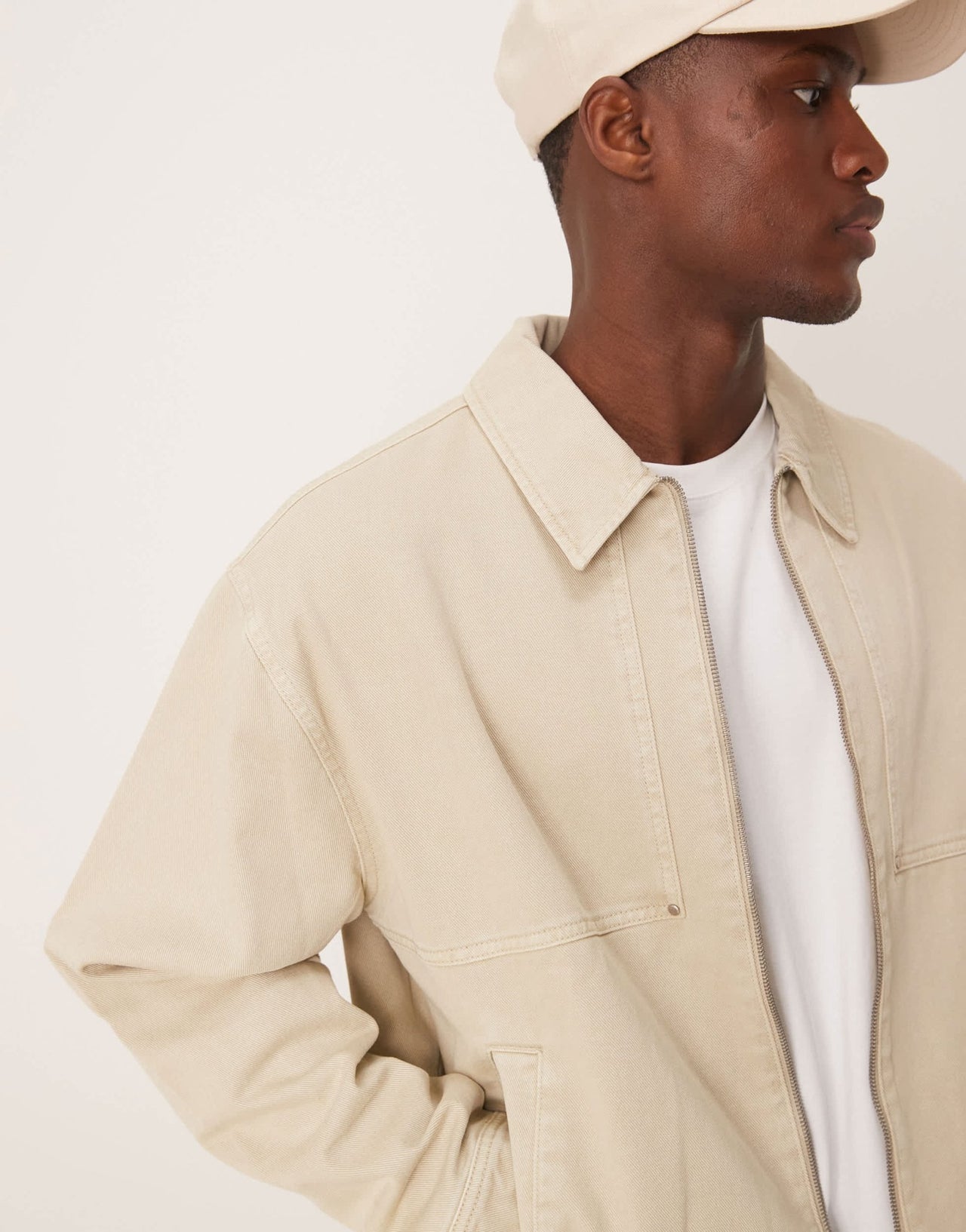 ASOS DESIGN oversized washed harrington jacket in stone - ASOS Sample Sale